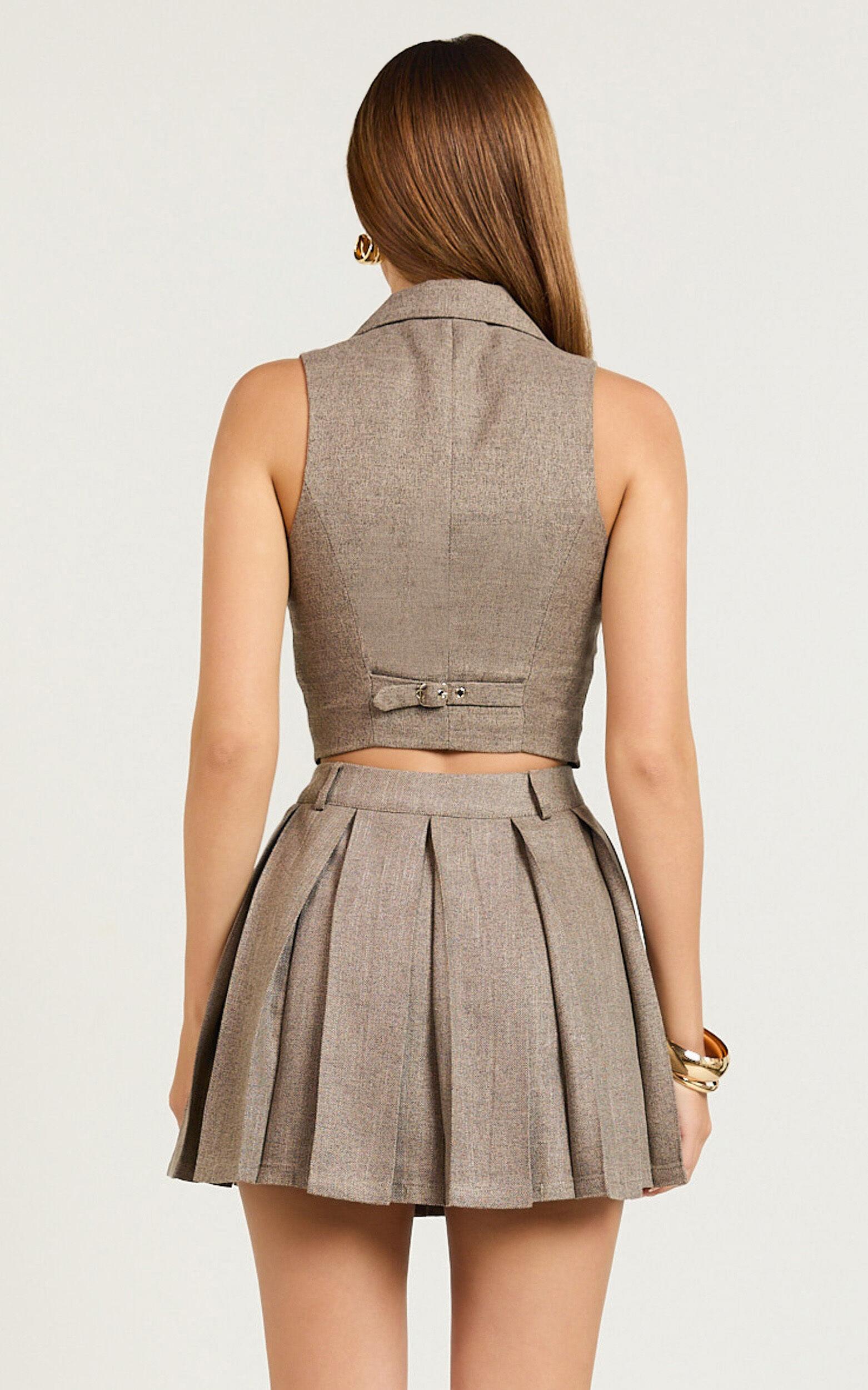 Andie Mini Skirt - Tailored Pleated Mini Skirt in Grey Product Image