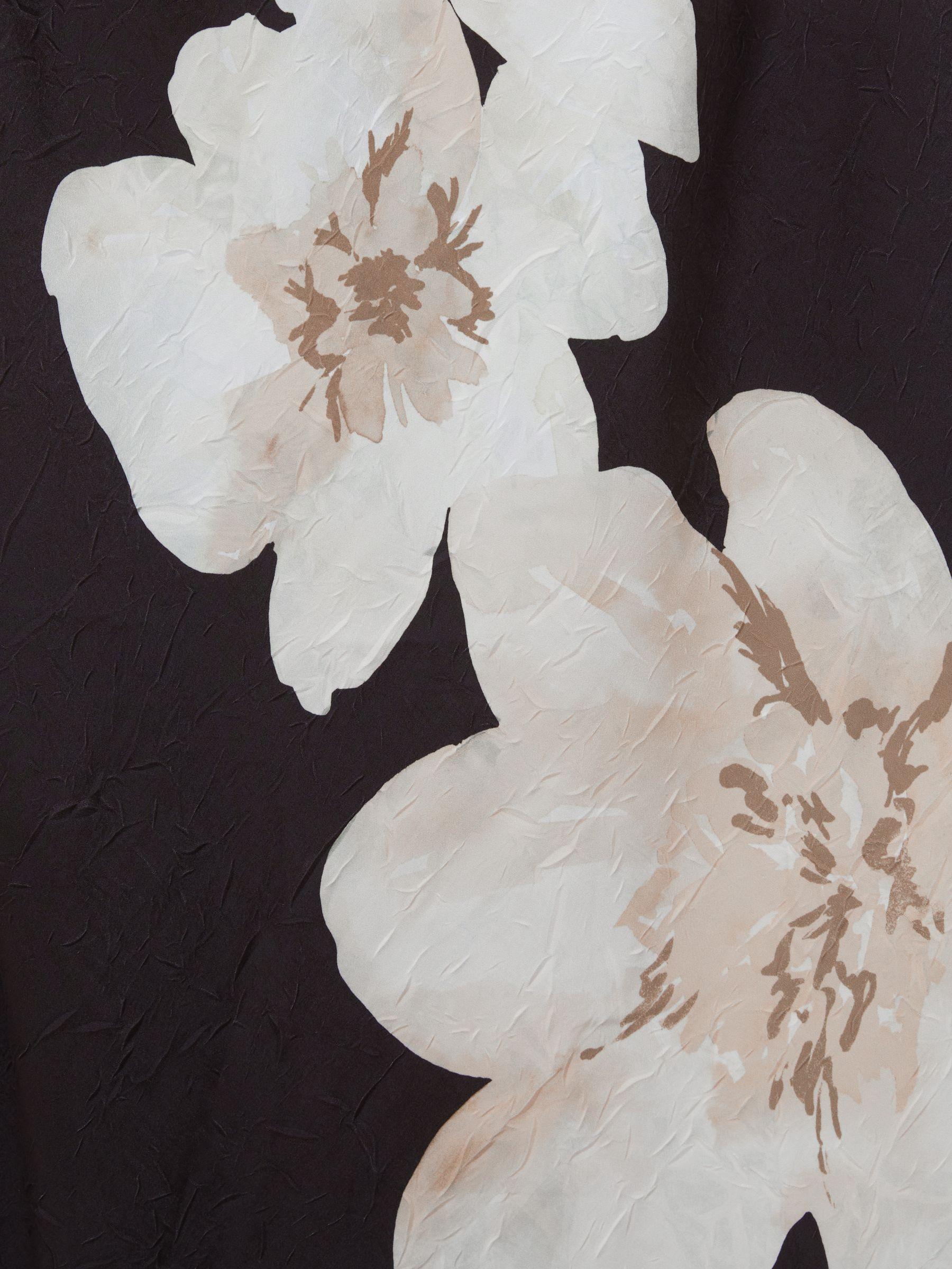 Alia Midi Satin Flower Print Midi Dress in Grey Multi Product Image