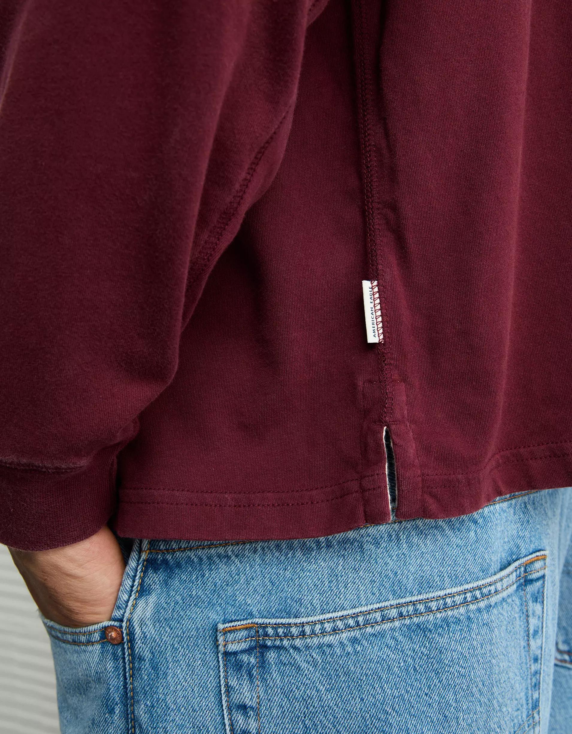 AE Long-Sleeve Boxy Sueded Jersey T-Shirt Product Image