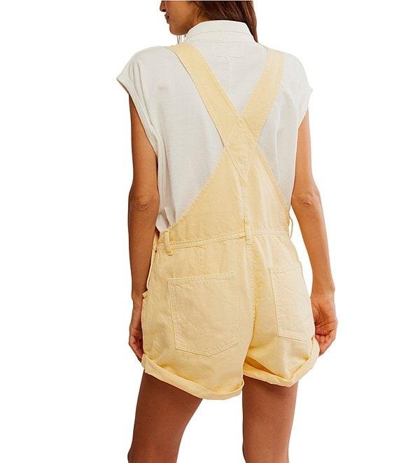 Free People Ziggy Square Neck Sleeveless Frayed Cuffed Hem Shortall Overalls Product Image