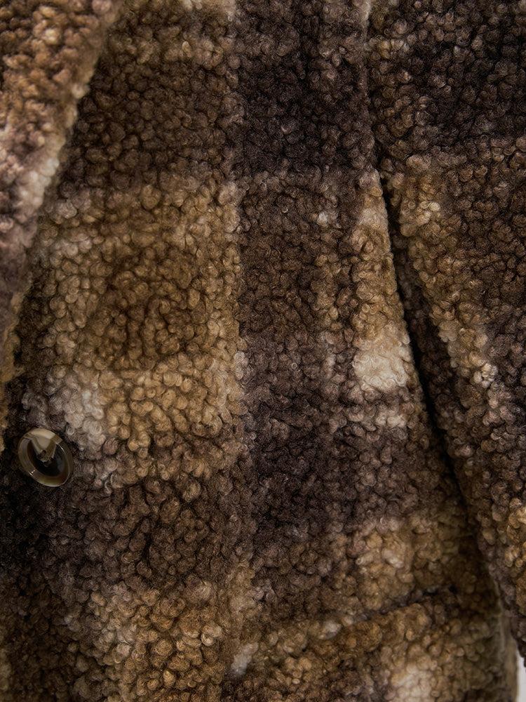 Plaid Pocket Double Breasted Teddy Coat Female Product Image