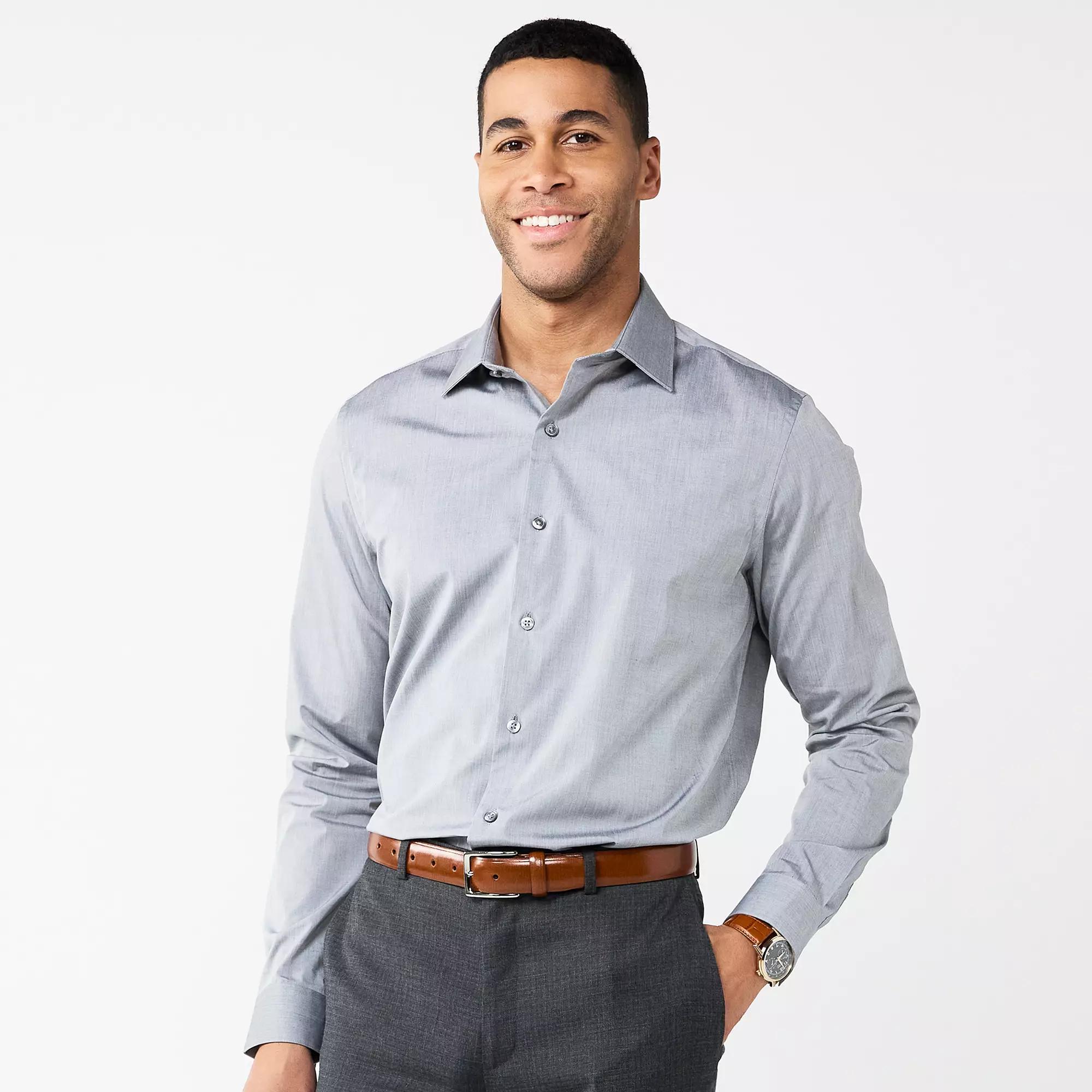 Men's Apt. 9® Premier Flex Solid Regular-Fit Dress Shirt,  Product Image