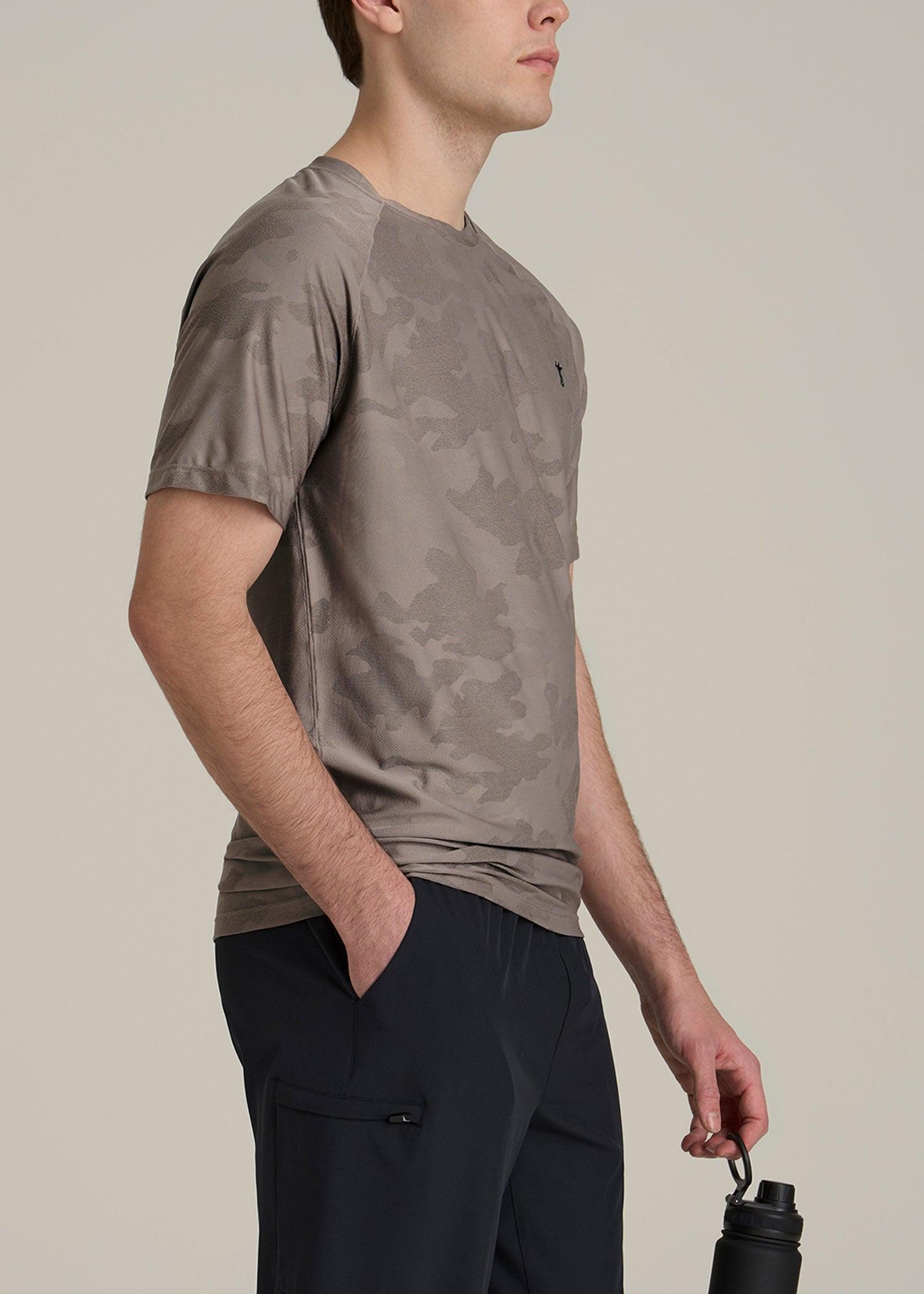 Jacquard Training T-Shirt for Tall Men in Portobello Male Product Image