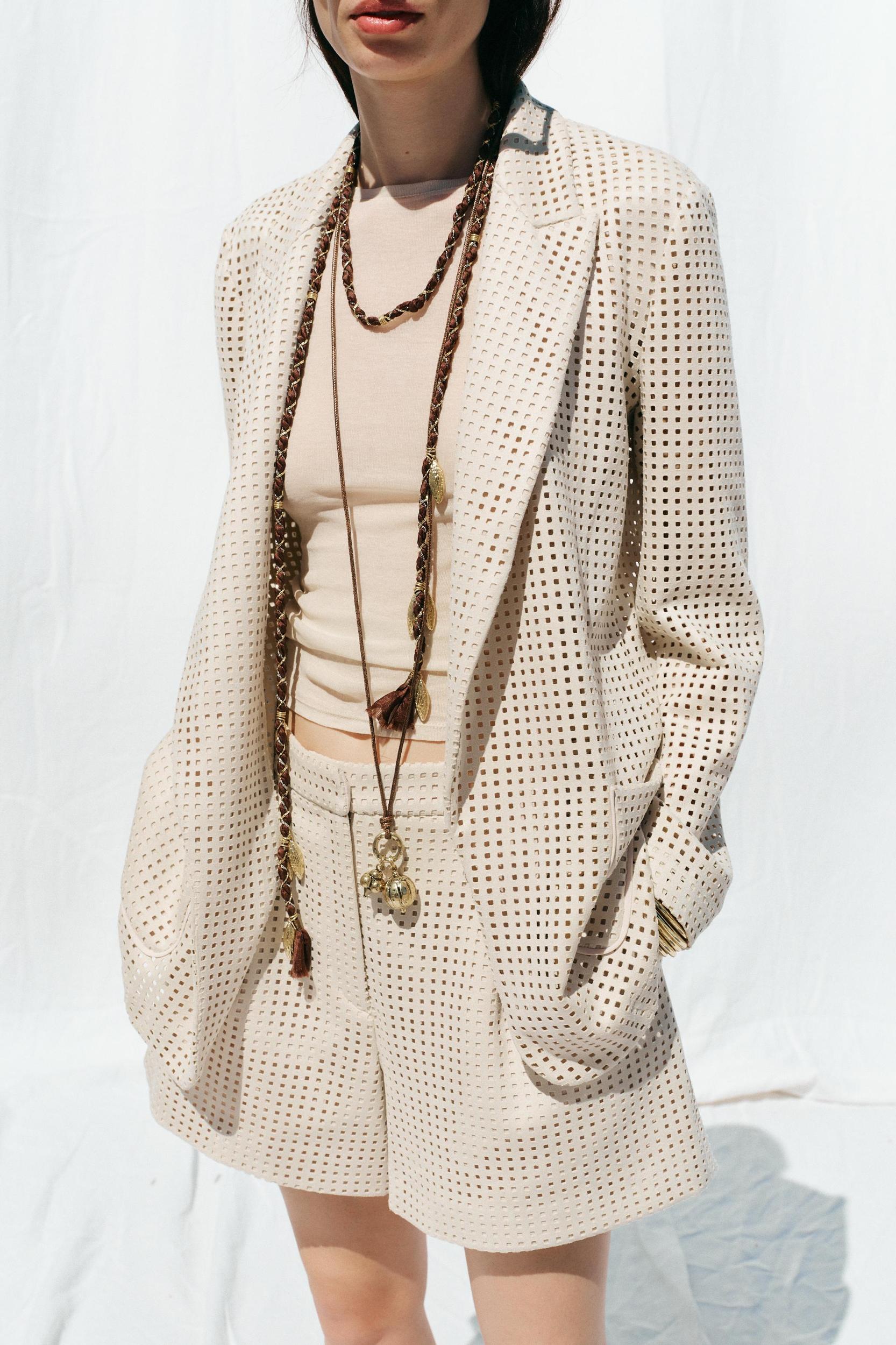 FAUX SUEDE CUTOUT BLAZER Product Image