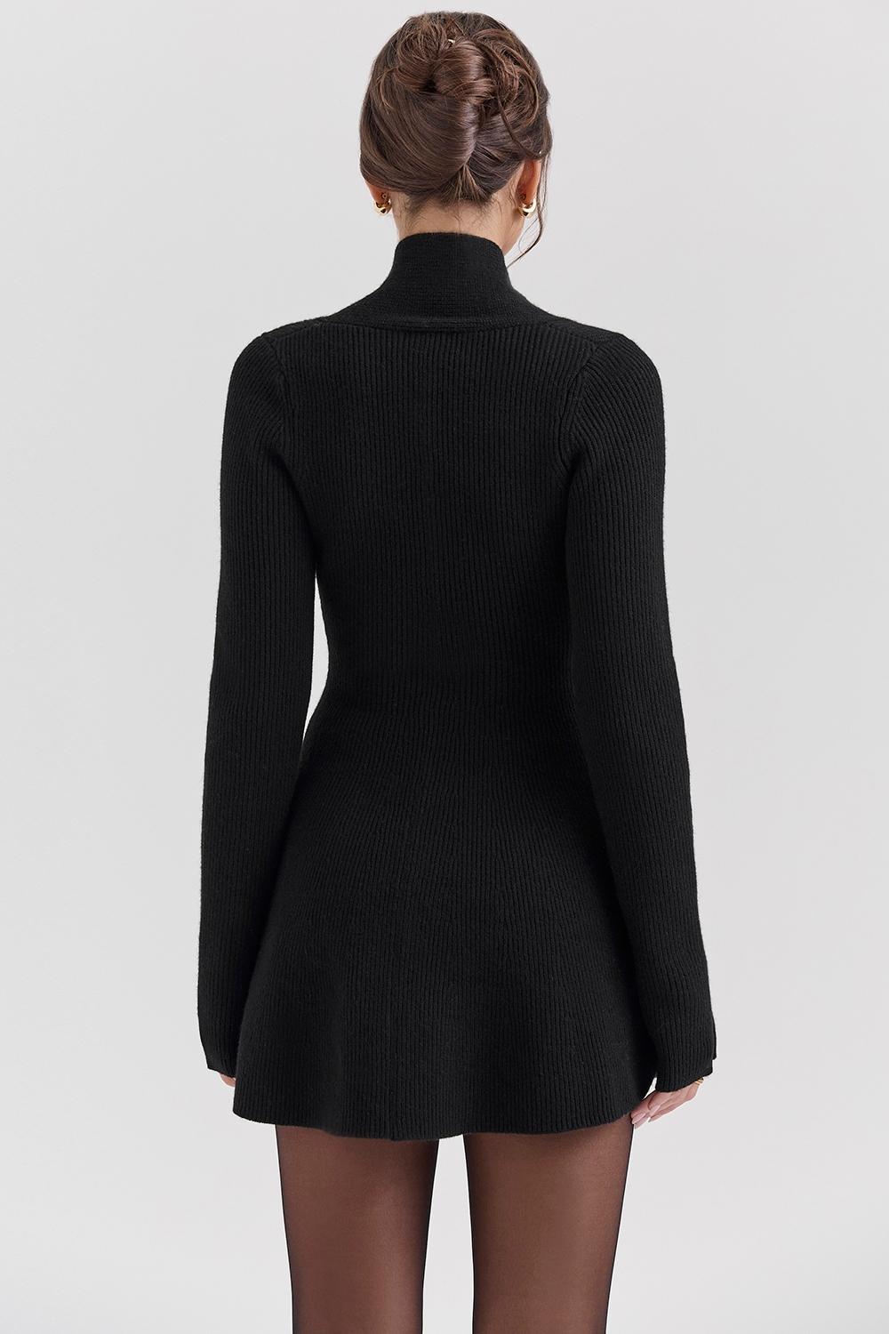 Aubrey  black wool knitted cardigan dress Product Image