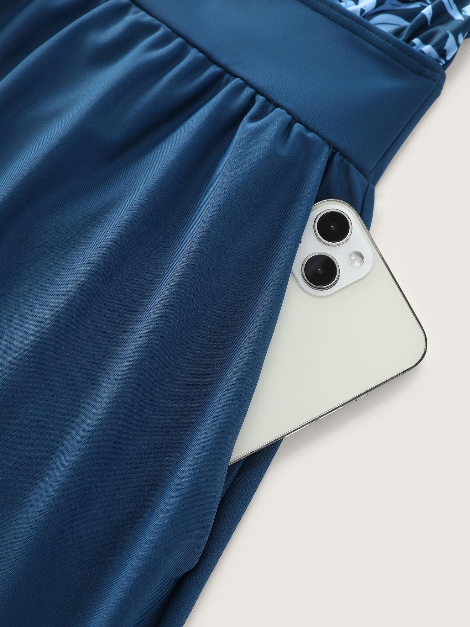 Floral Print Keyhole Pockets Swim Romper Female Product Image