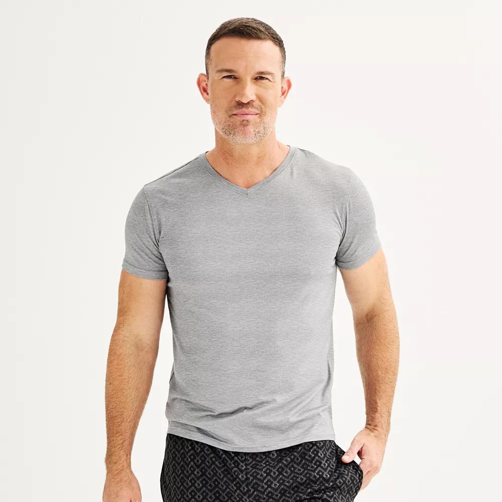 Men's Sonoma Goods For Life® Supersoft V-Neck Pajama Shirt, Size: Medium, Light Grey Space Dye Product Image