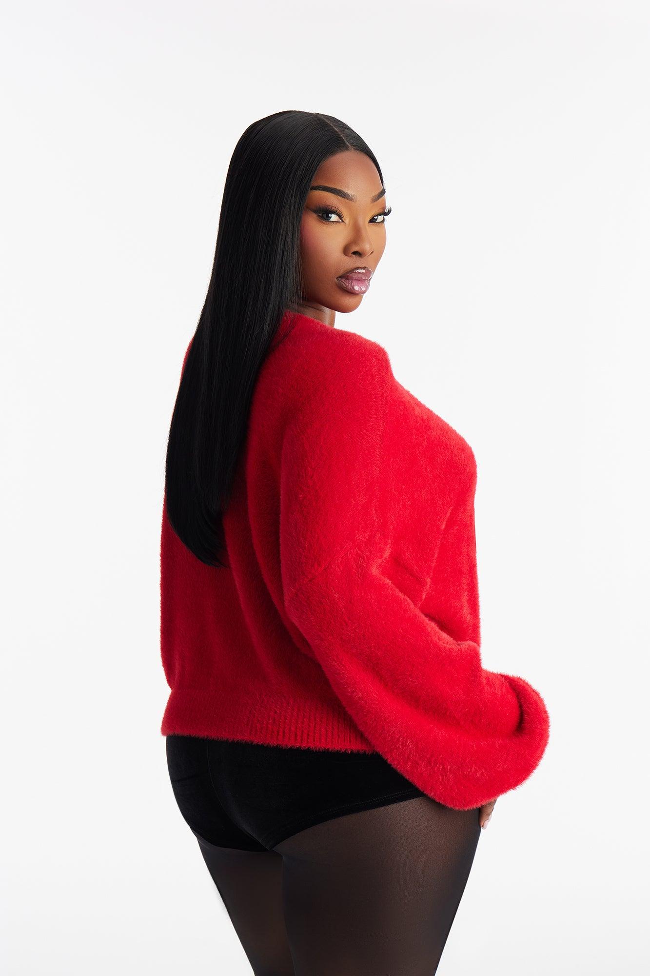 Knots About You Cardigan Sweater - Red/Black Female Product Image