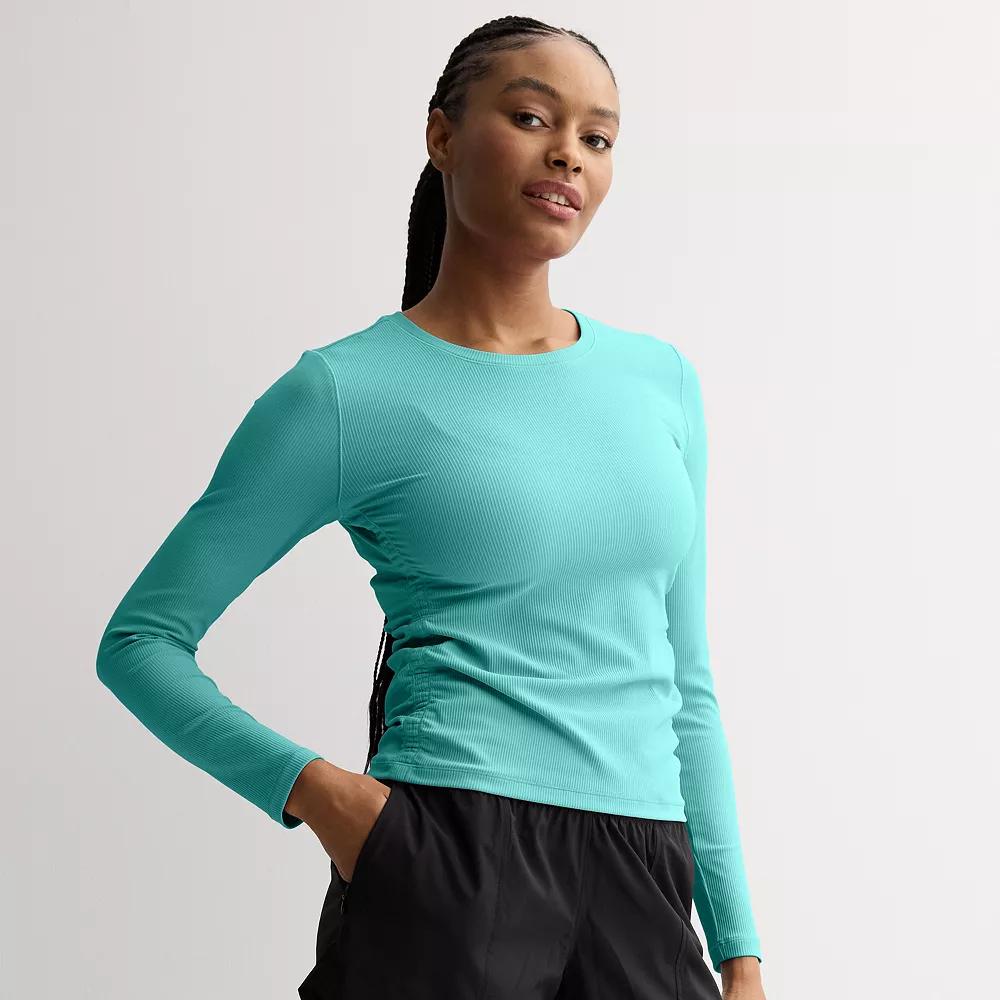 Women's Tek Gear® Shirred Rib Long Sleeve Top, Size: Small, Solomon Product Image
