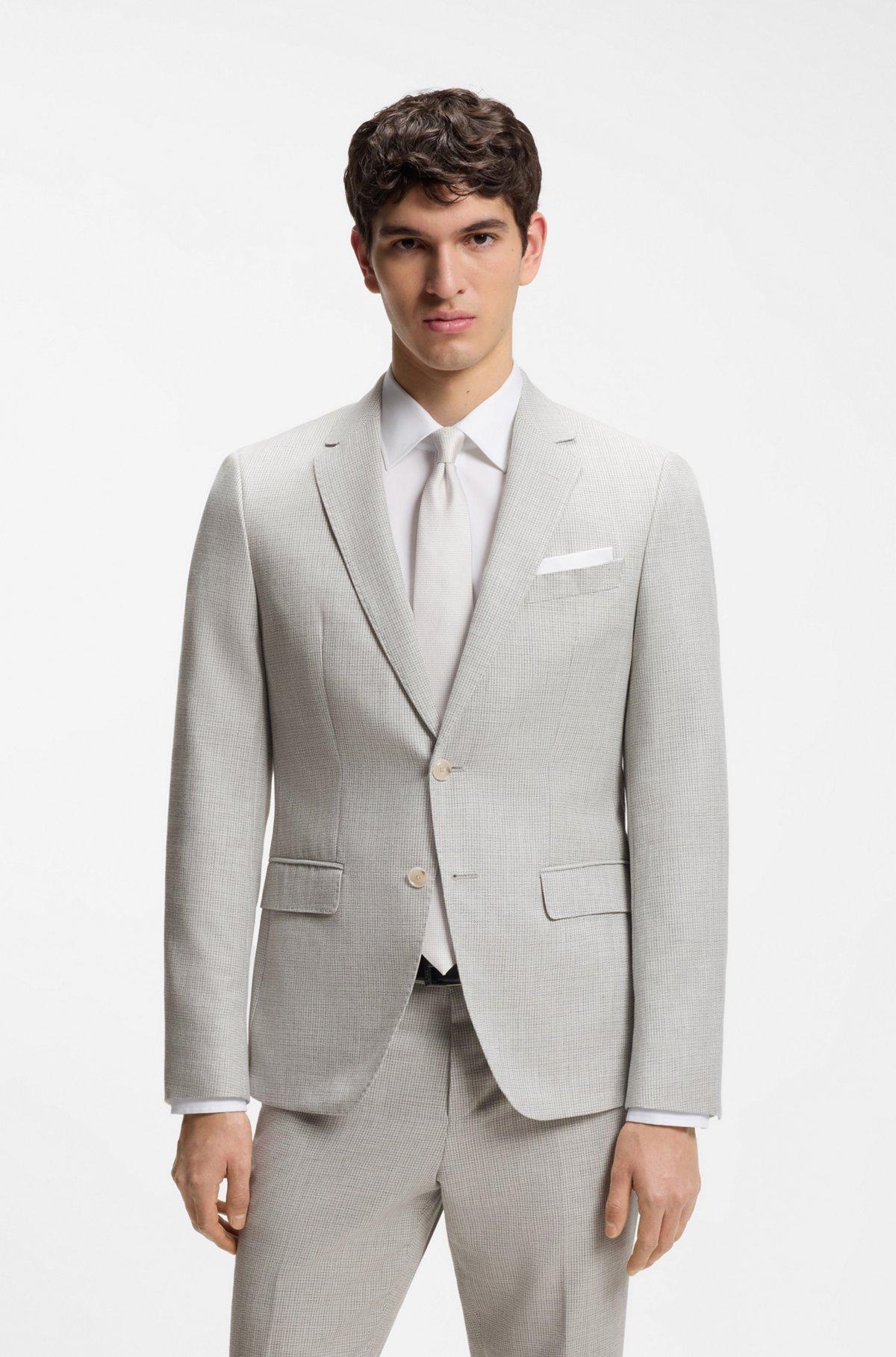 Two-piece slim-fit suit in cotton and virgin wool Product Image
