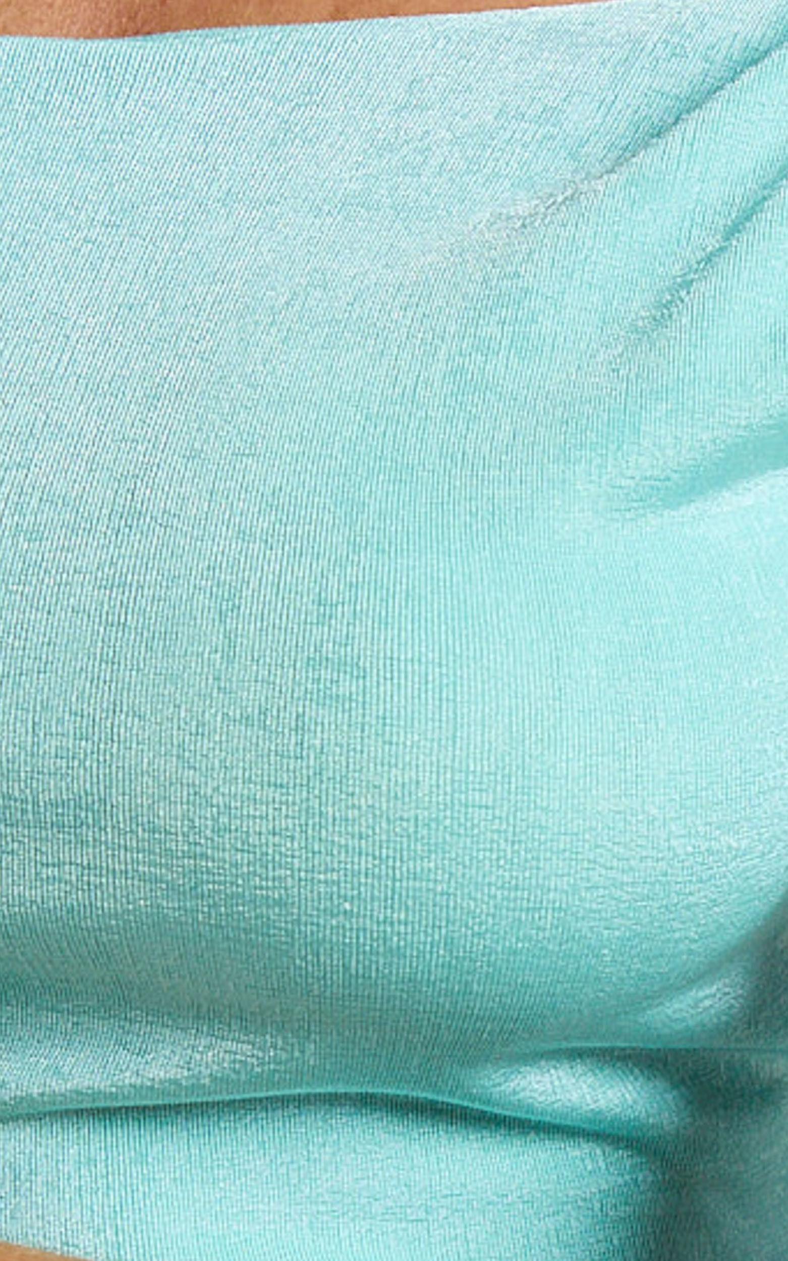 Isabel Mini Dress - Twist Off Shoulder Bodycon Dress in Blue Product Image