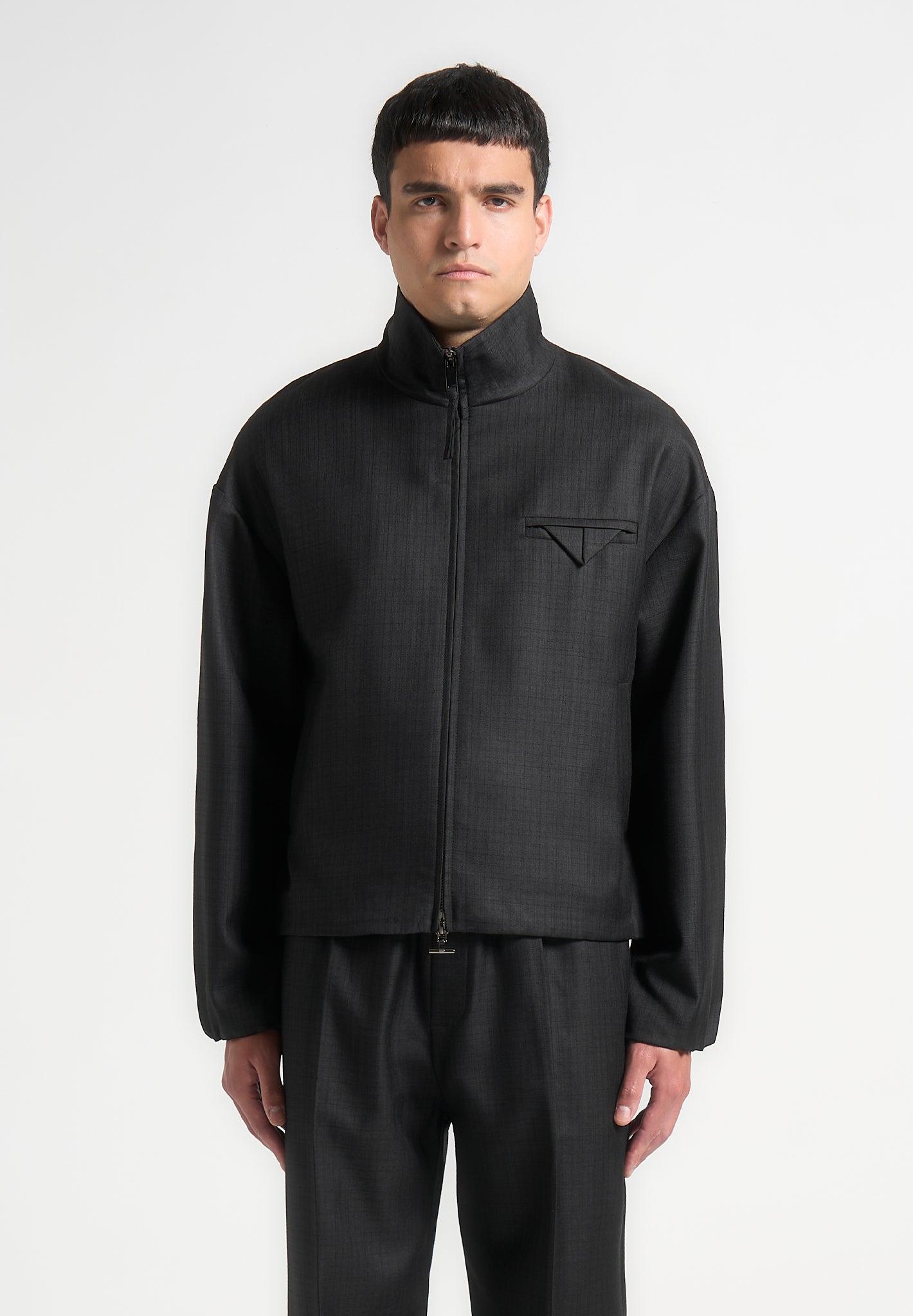 Tailored Funnel Neck Jacket - Black Male Product Image