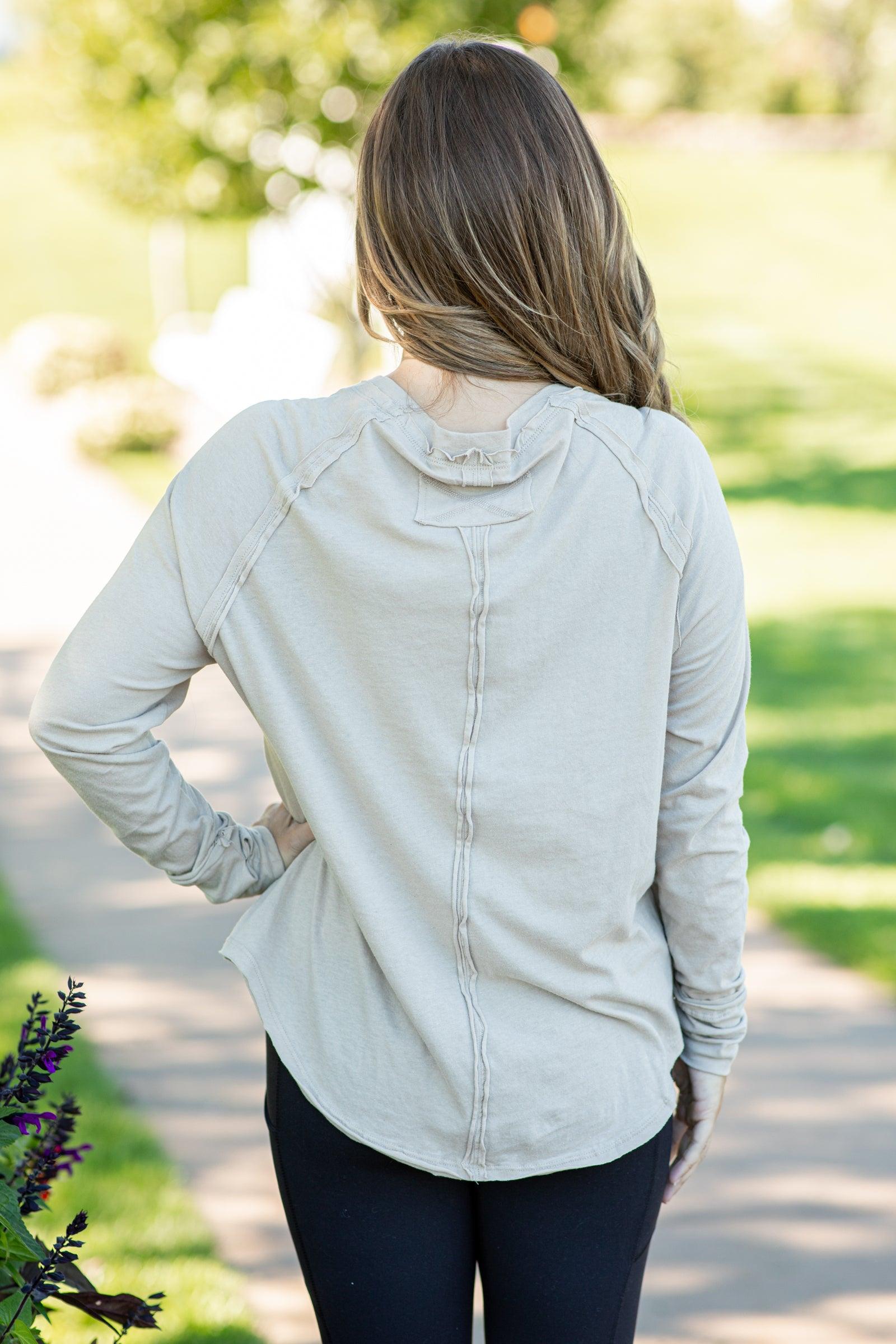 Tan Raglan Sleeve Top With Thumbholes Product Image