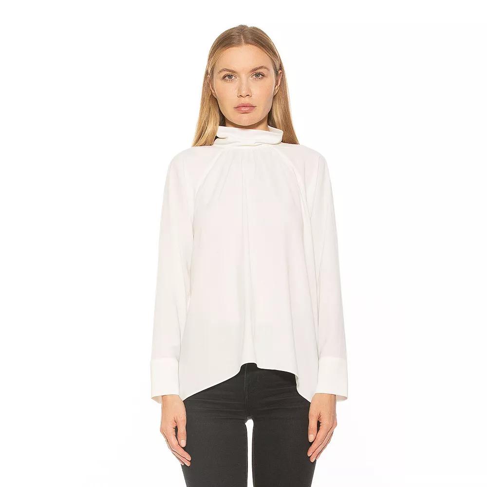 Women's ALEXIA ADMOR Danielle Mockneck Draped Flowy Blouse,  Product Image