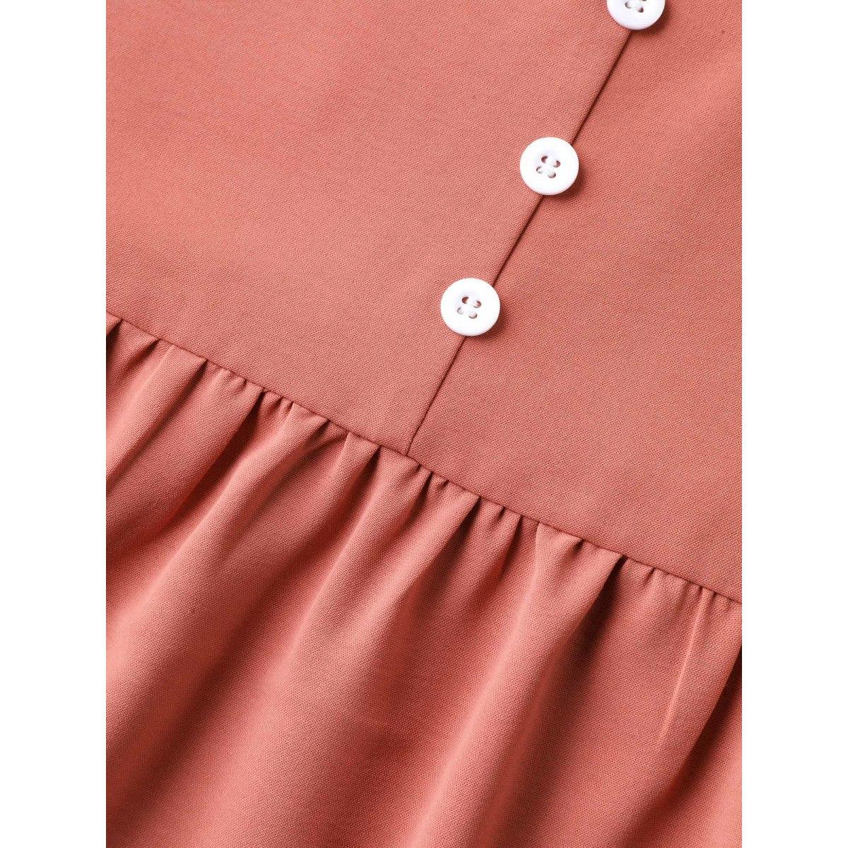 Plus Size Shirred Back Button Detail Maxi Skirt Women Denimdustypink Loose No stretch Side seam pocket Vacation Skirts BloomChic 18-20/2X Product Image