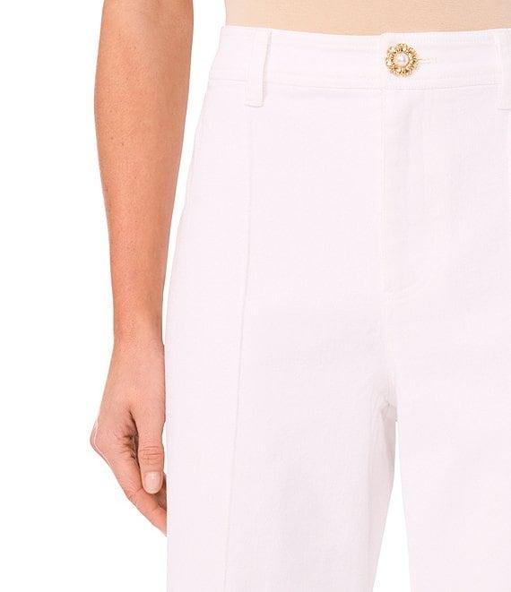 CeCe Denim Wide Leg Pintuck Flower Button Ankle Length Jeans Product Image