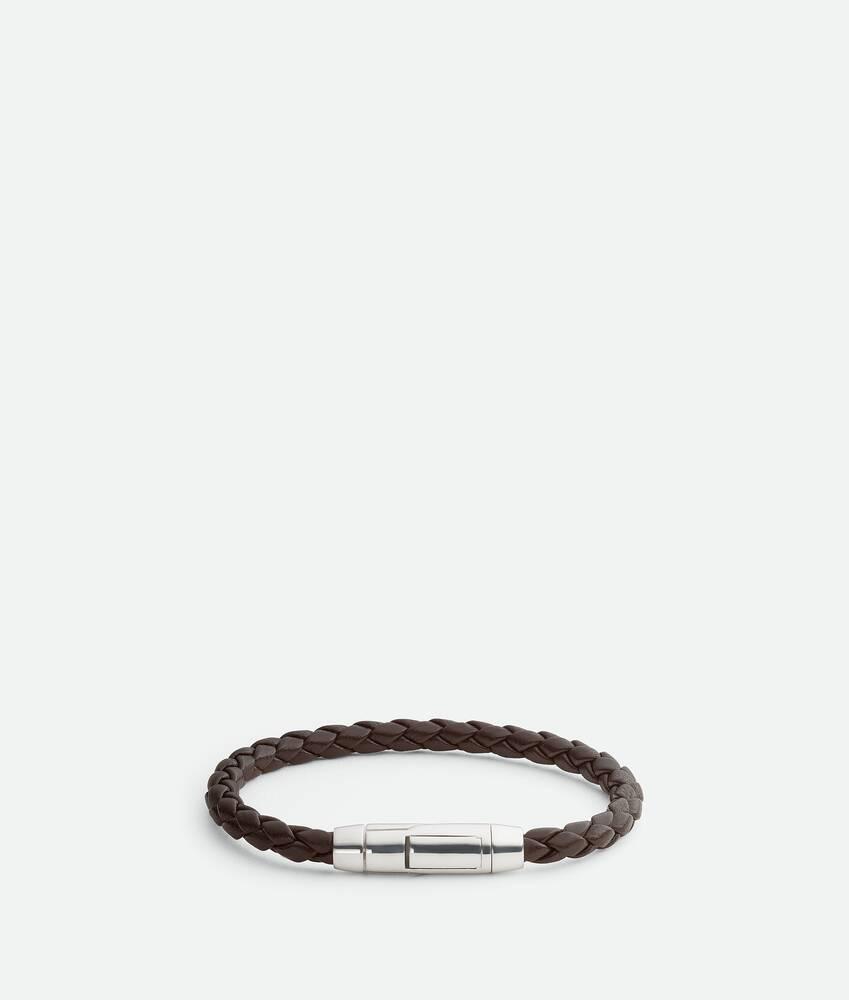 Men's Braid Leather Bracelet in Black Product Image