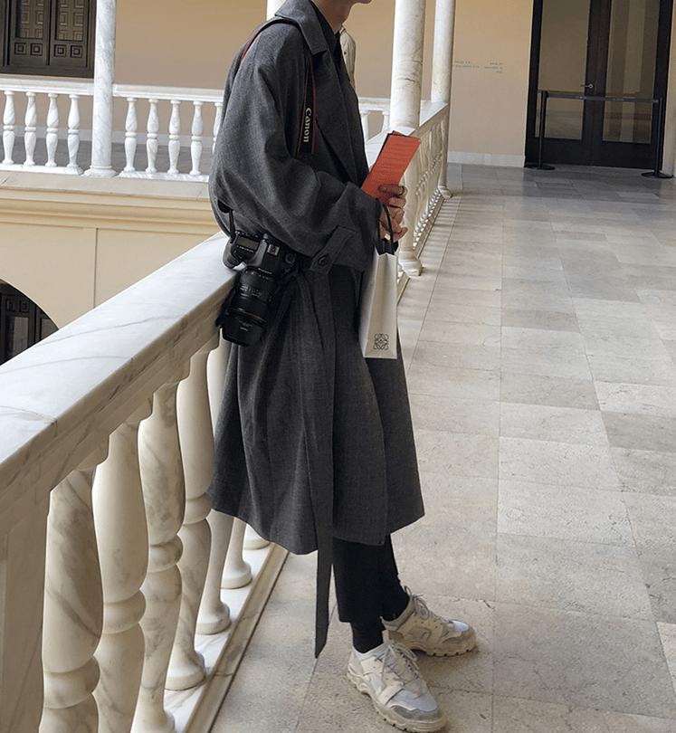 RT No. 2784 GRAY PLAID TRENCH COAT Product Image