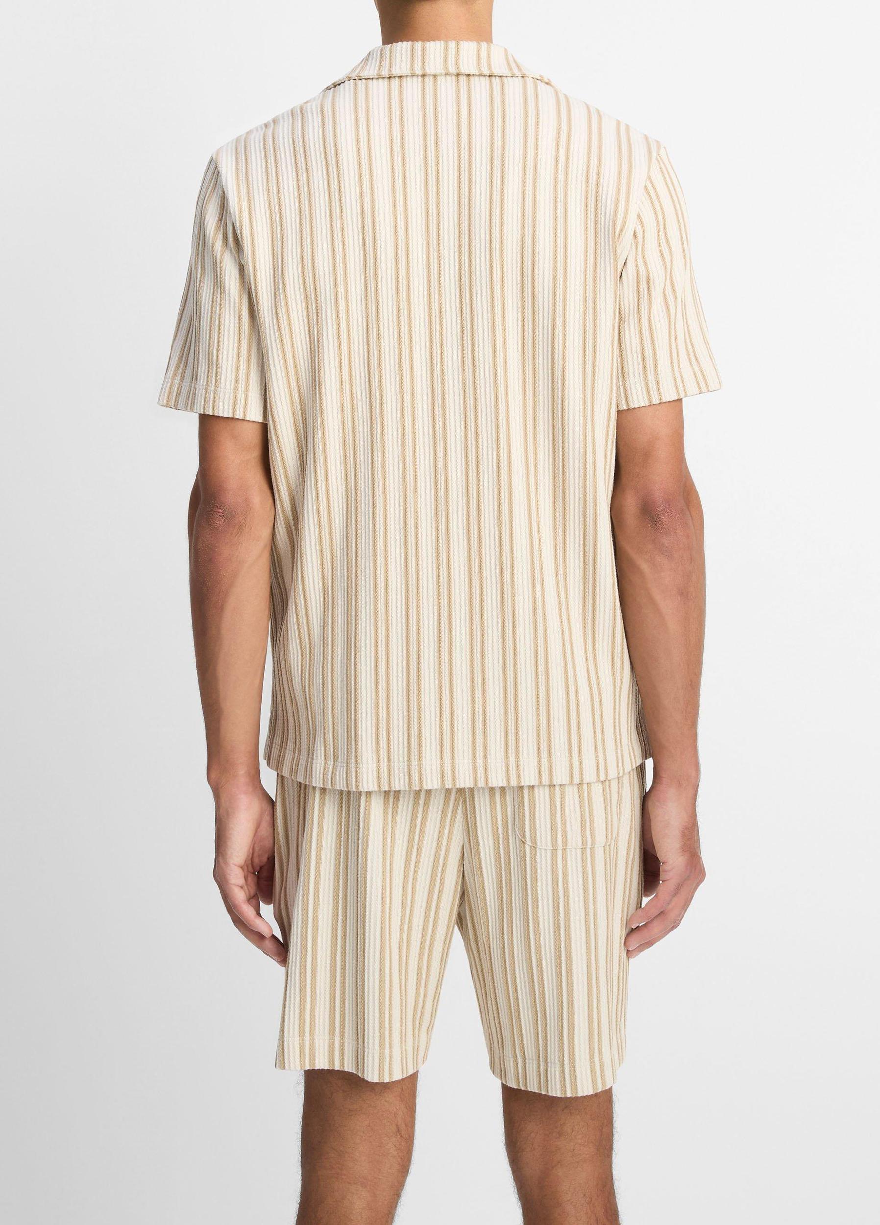 Jacquard-Stripe Cotton-Blend Button-Front Shirt Product Image