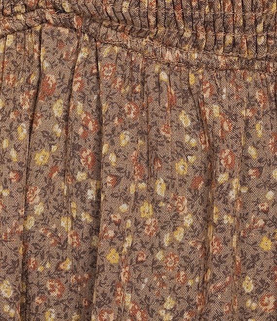 Honey & Sparkle Ditsy Floral Print Smocked V-Neck Ruffle Short Sleeve Top Product Image