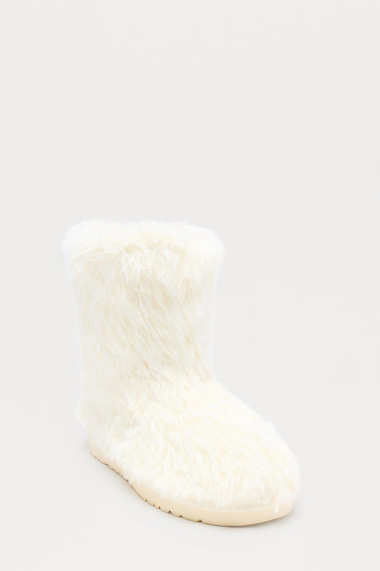 Yetti Faux Fur Booties - Cream Female Product Image