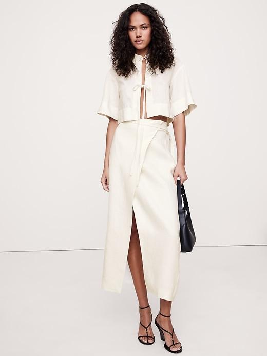 Linen Wrap Maxi Skirt Product Image