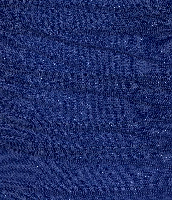 Pear Culture Sleeveless V-Neck Power Glitter Mesh Dress Product Image