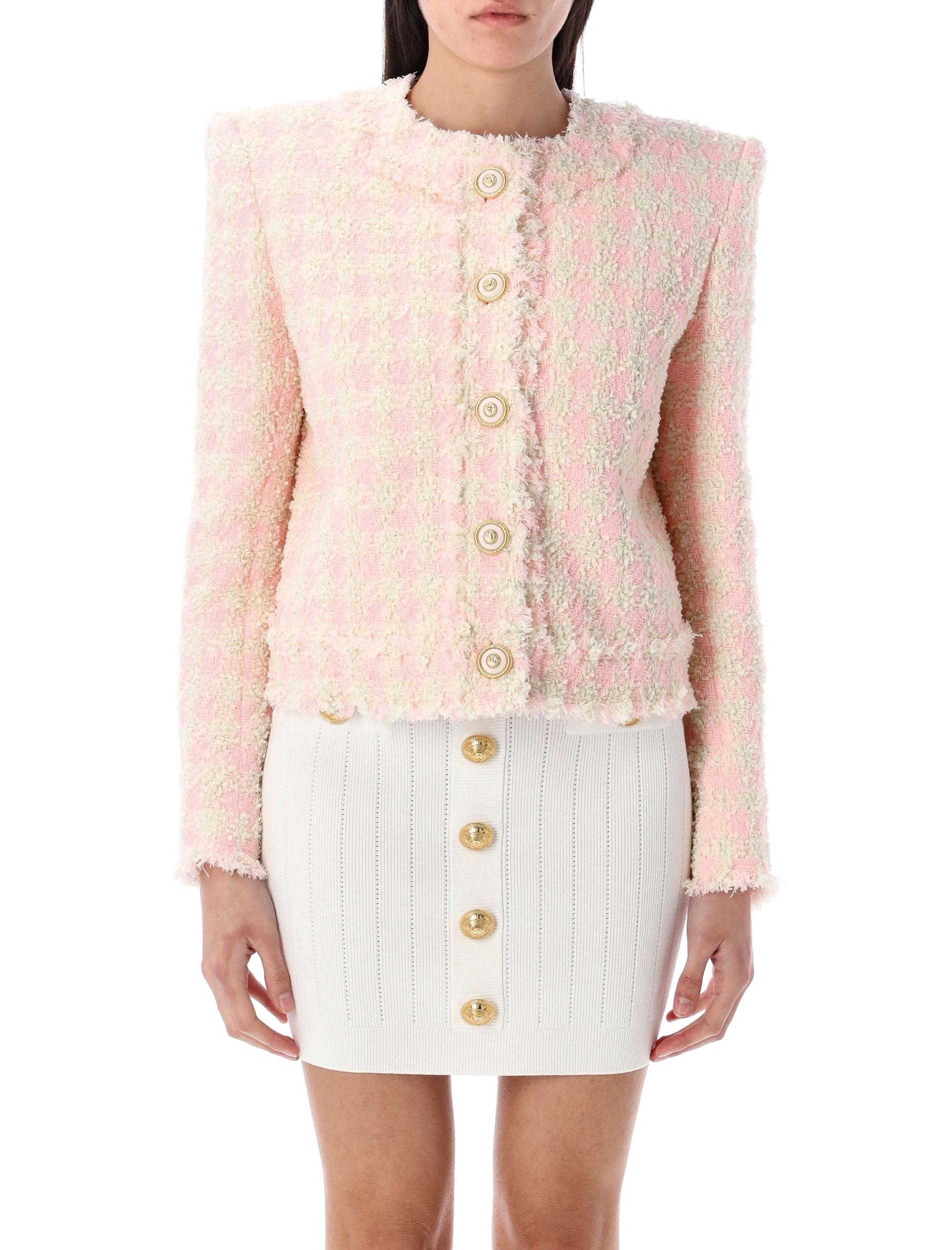 BALMAIN 5-button Textured Tweed Jacket In Neutral Product Image