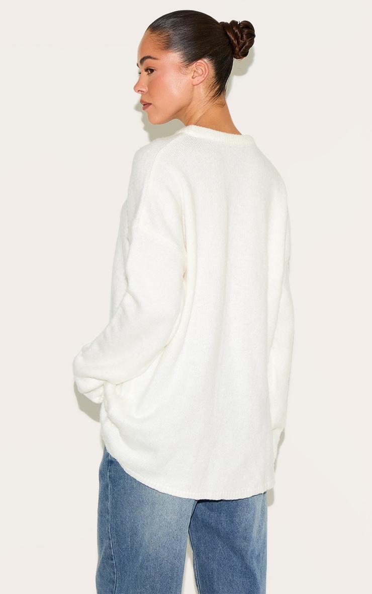 Cream Soft Knit Oversized Sweater Product Image