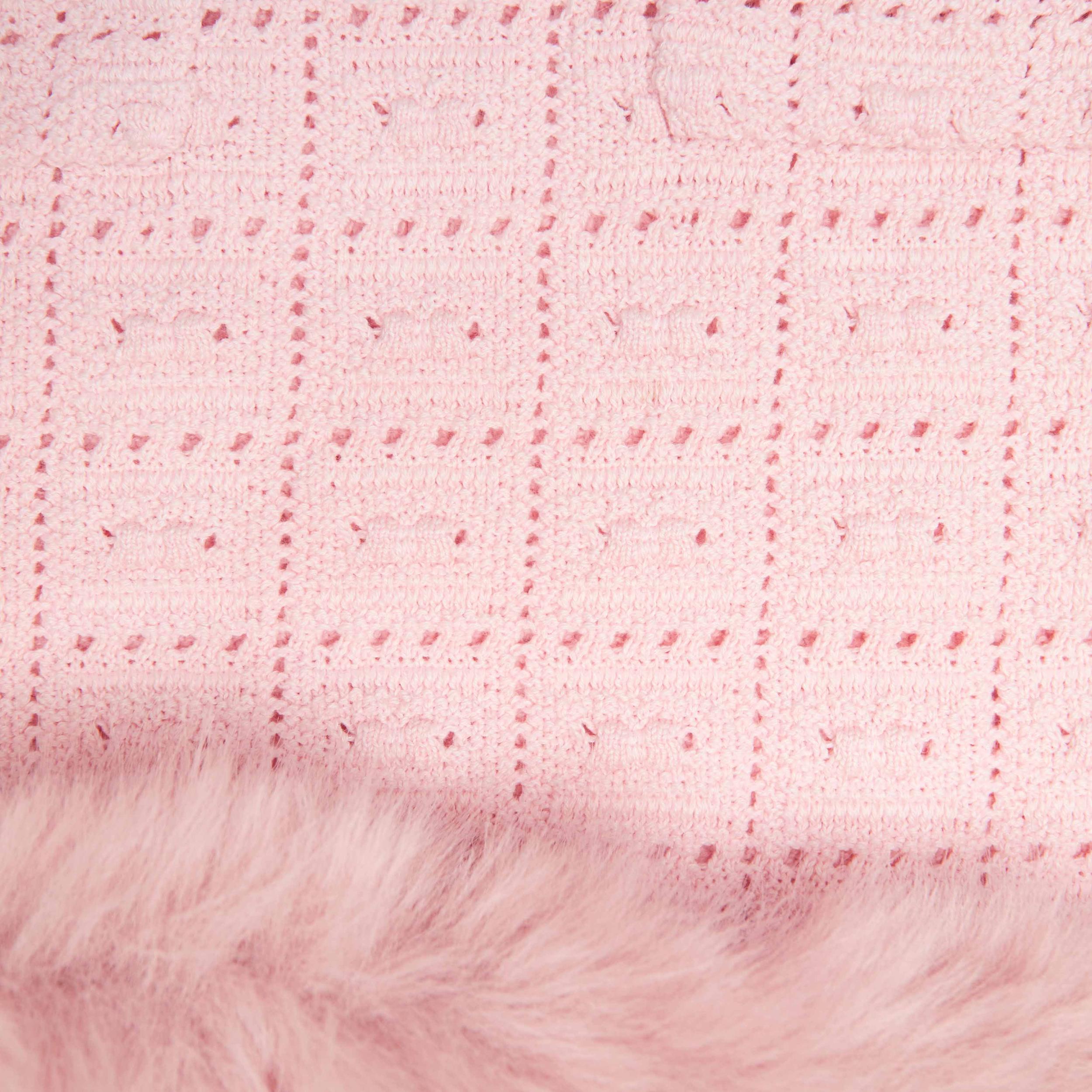 Pink Fur Hem Knit Skirt Product Image