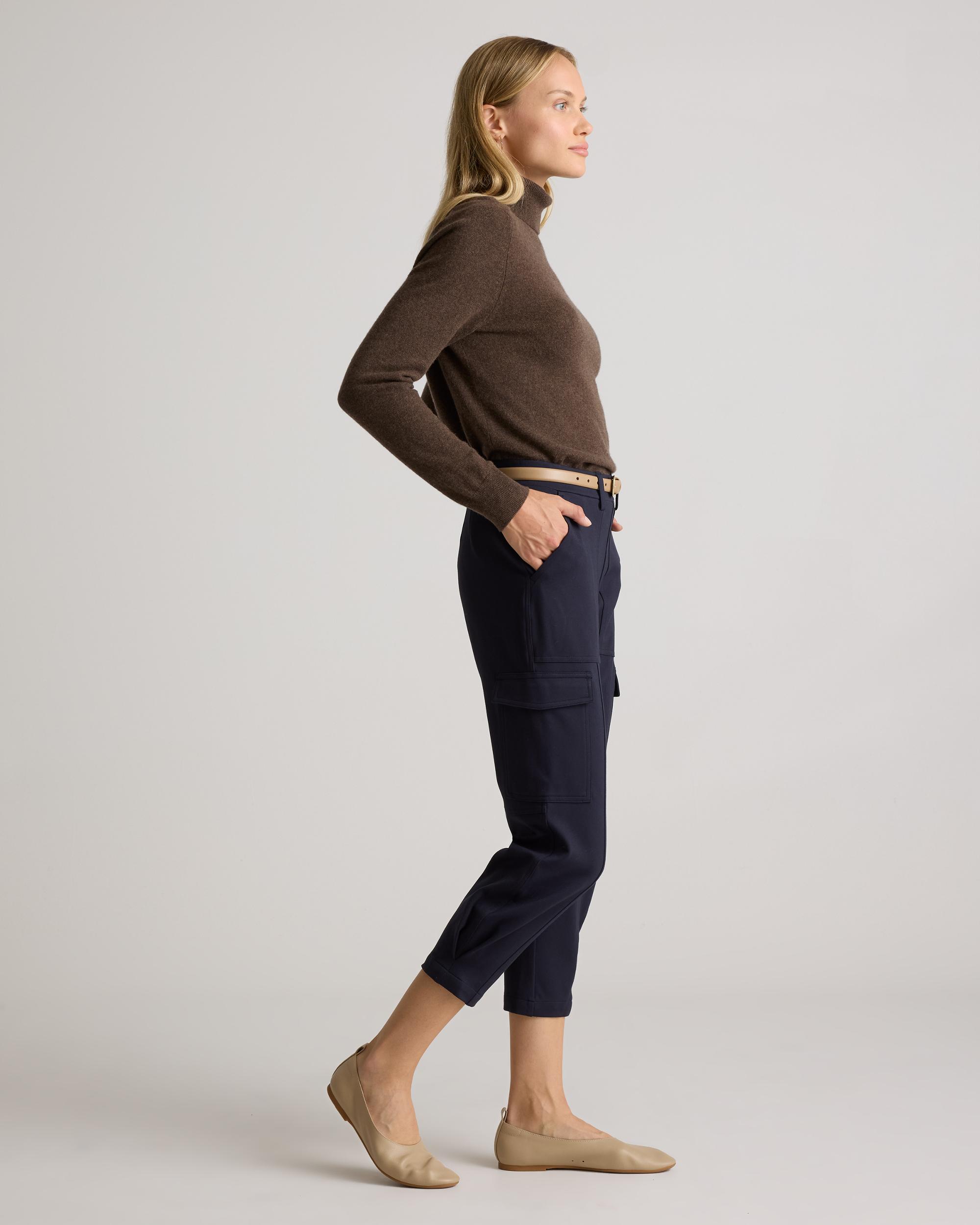 Quince | Women's Ultra-Stretch Ponte Tapered Cargo Pants Size XL, Rayon Product Image