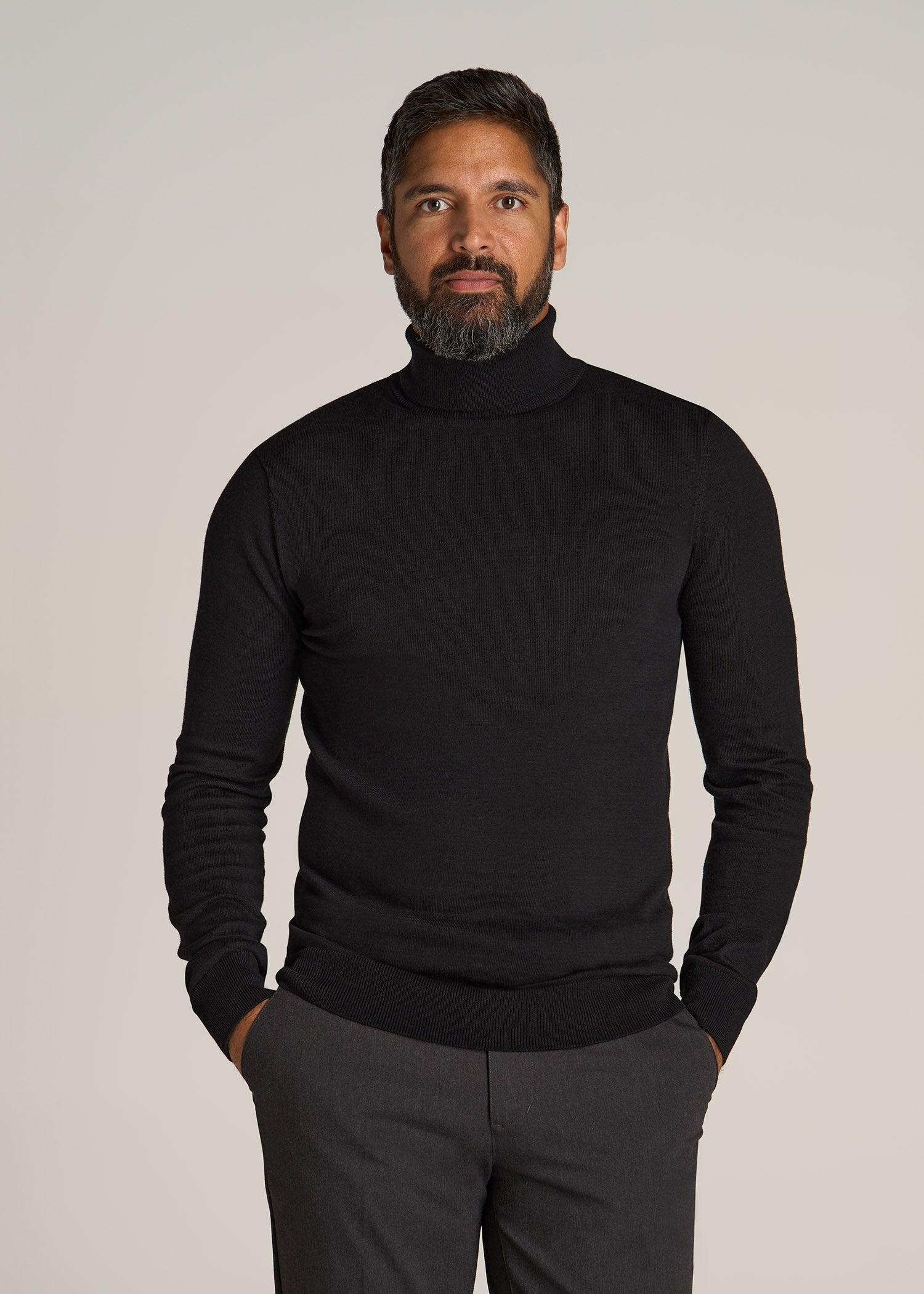 Turtleneck Sweater for Tall Men in Black Male Product Image