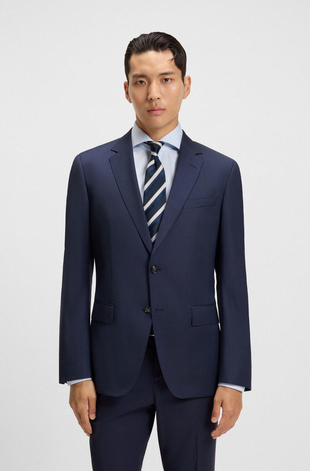 Slim-fit three-piece suit in melange wool Product Image