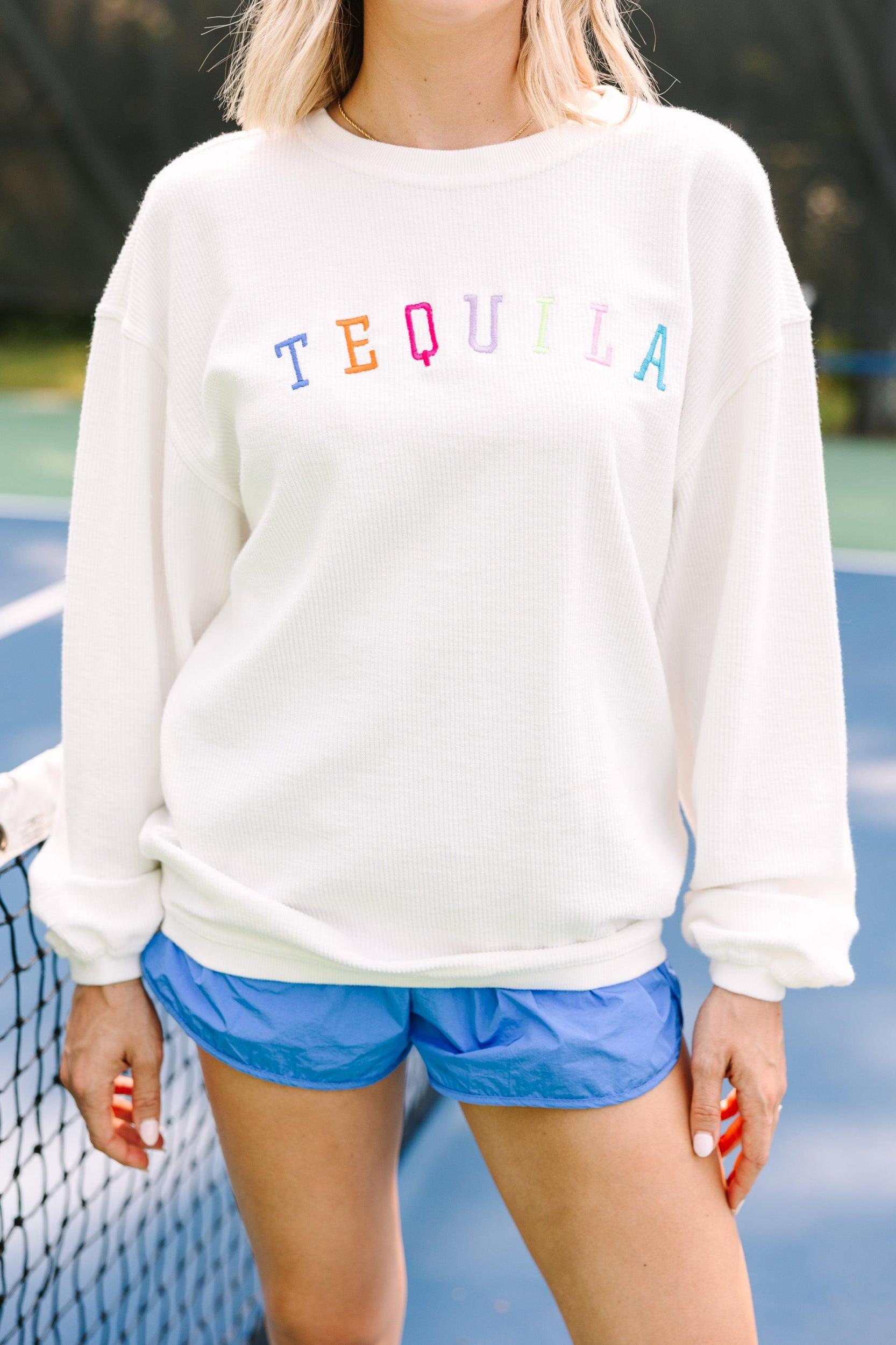 Tequila White Embroidered Corded Sweatshirt Female Product Image