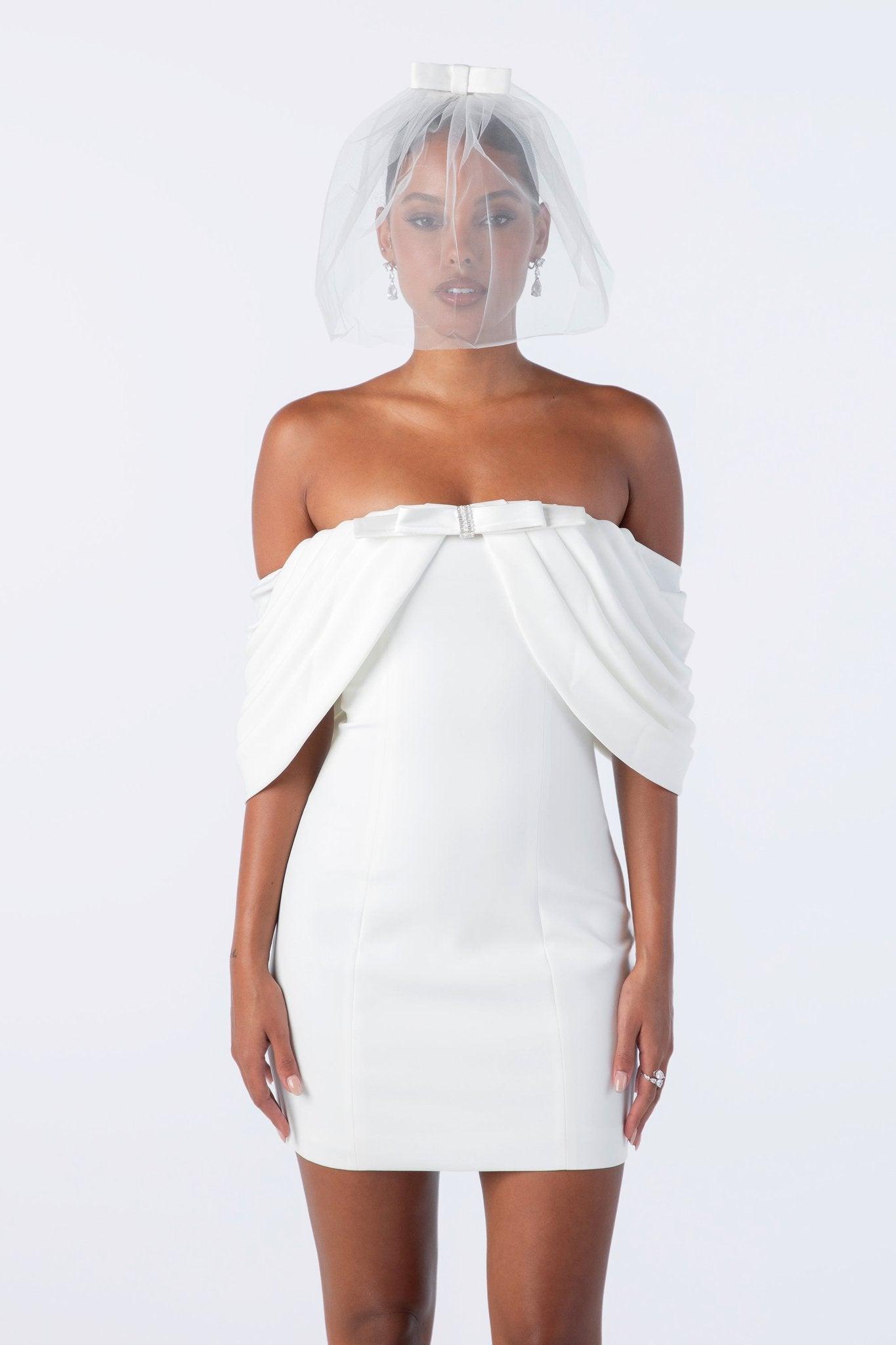 Kate Bow Dress (White) Product Image
