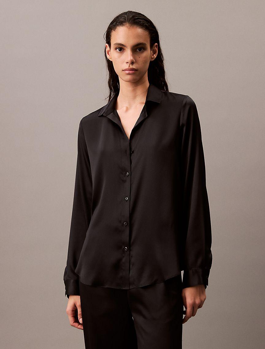 Satin Button-Down Shirt Product Image