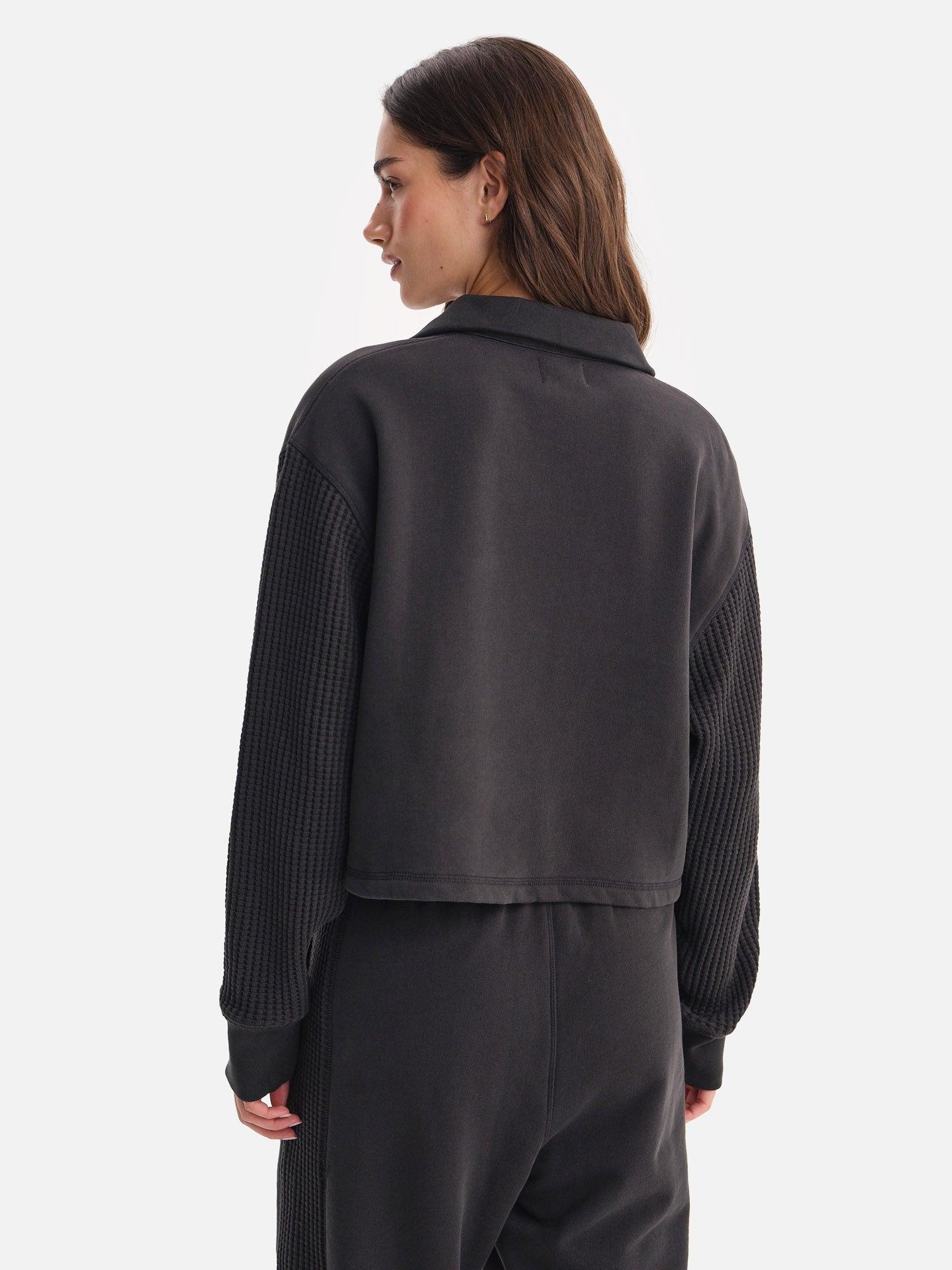 Organic Fleece and Waffle Cropped Half-Zip Sweatshirt Female Product Image