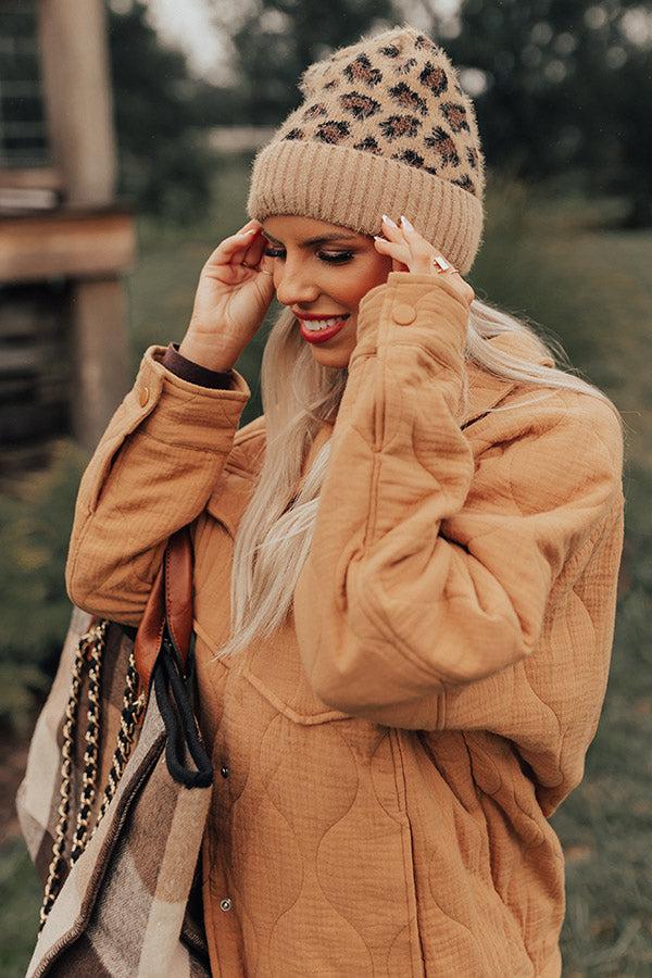 Away To The Alps Leopard Beanie In Brown Product Image