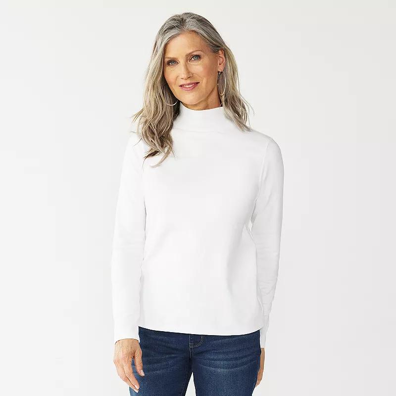 Women's Croft & Barrow® Essential Long-Sleeve Mockneck Top, Size: XS, Black Product Image