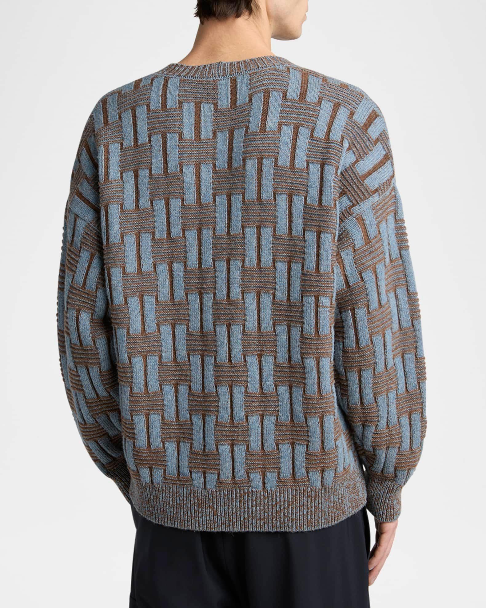 Men's Basketweave Wool Crewneck Sweater Product Image