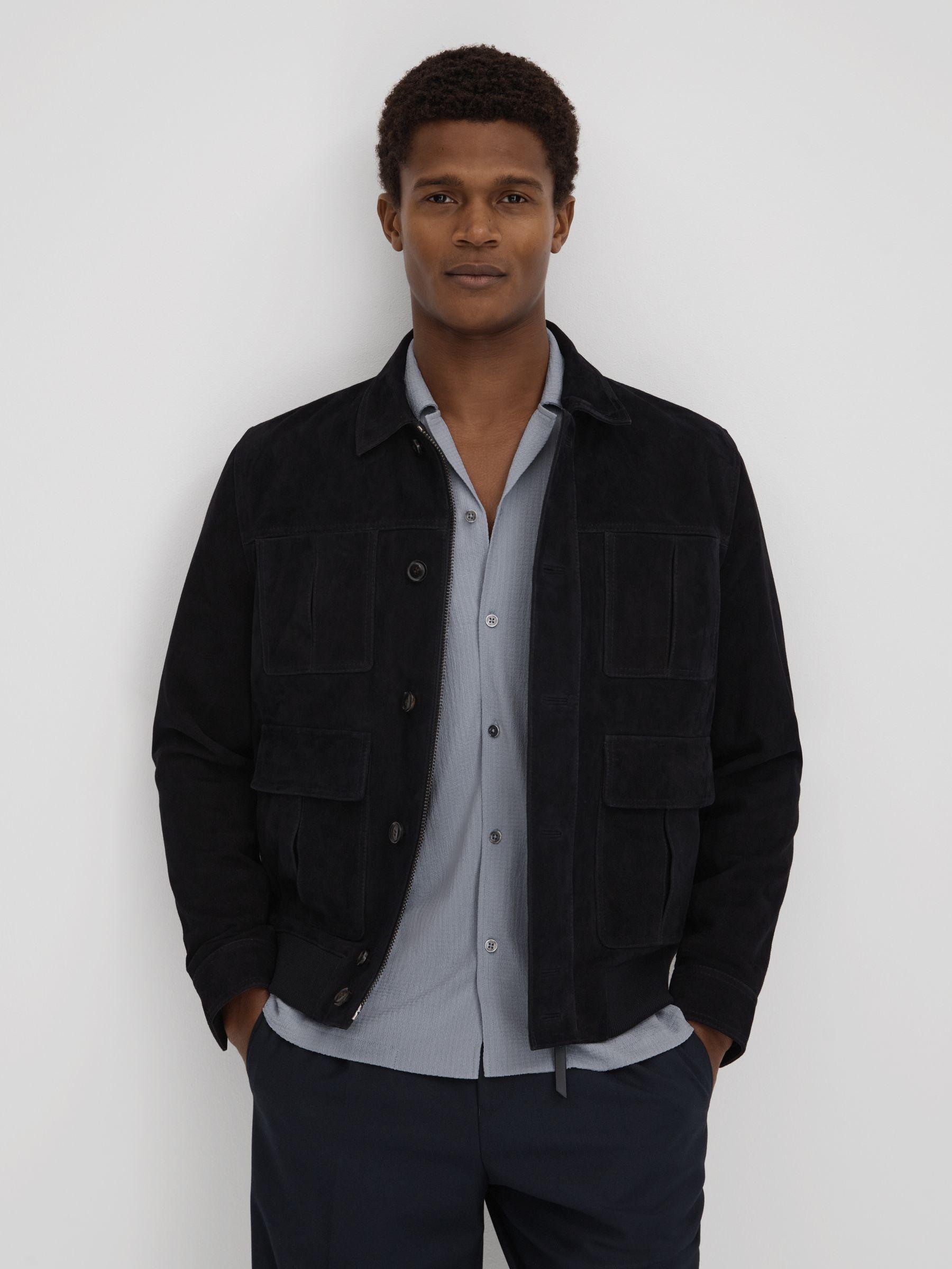 Textured Crepe Cuban Collar Shirt in Porcelain Blue Product Image