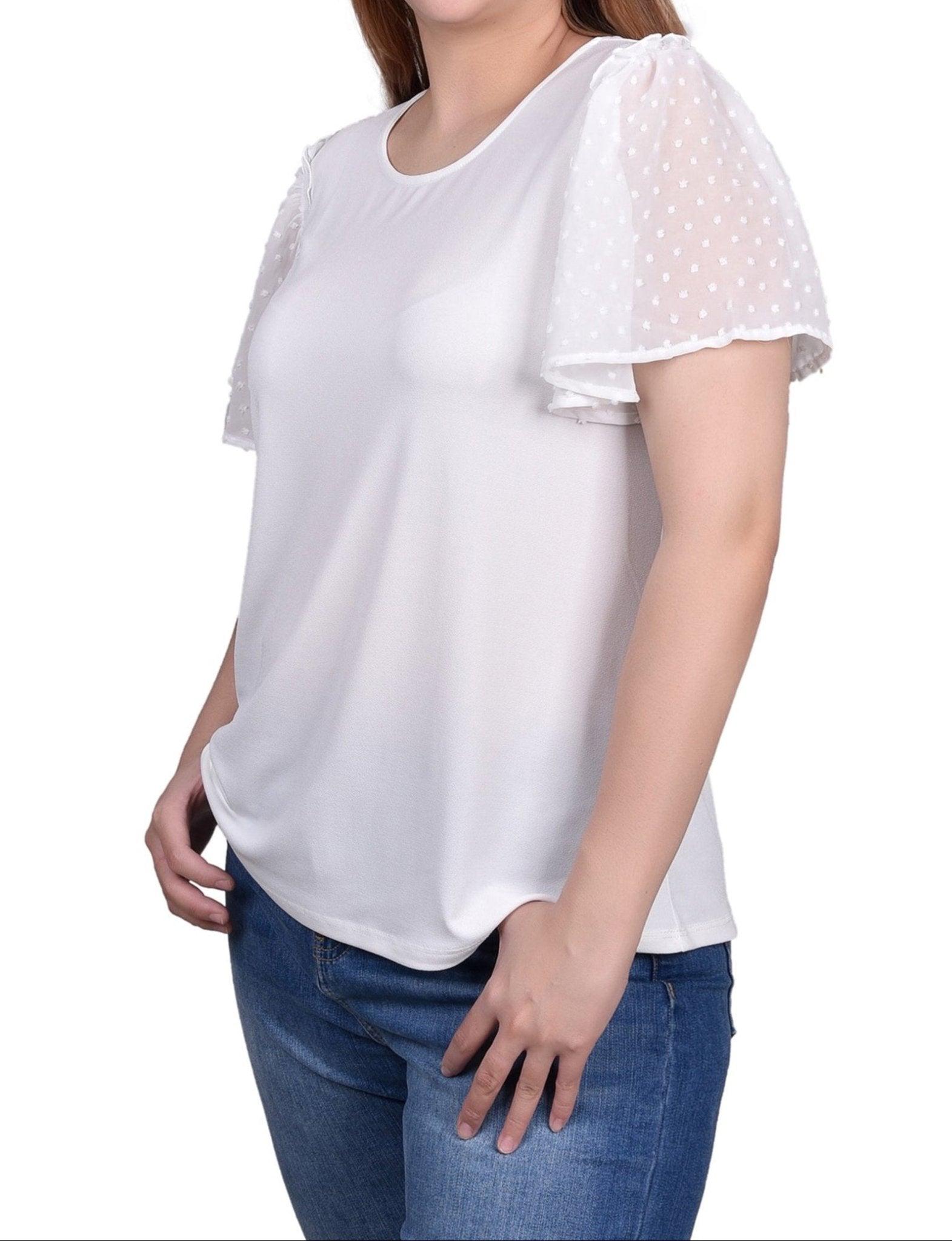 Clip Dot Flutter Sleeve Top Product Image