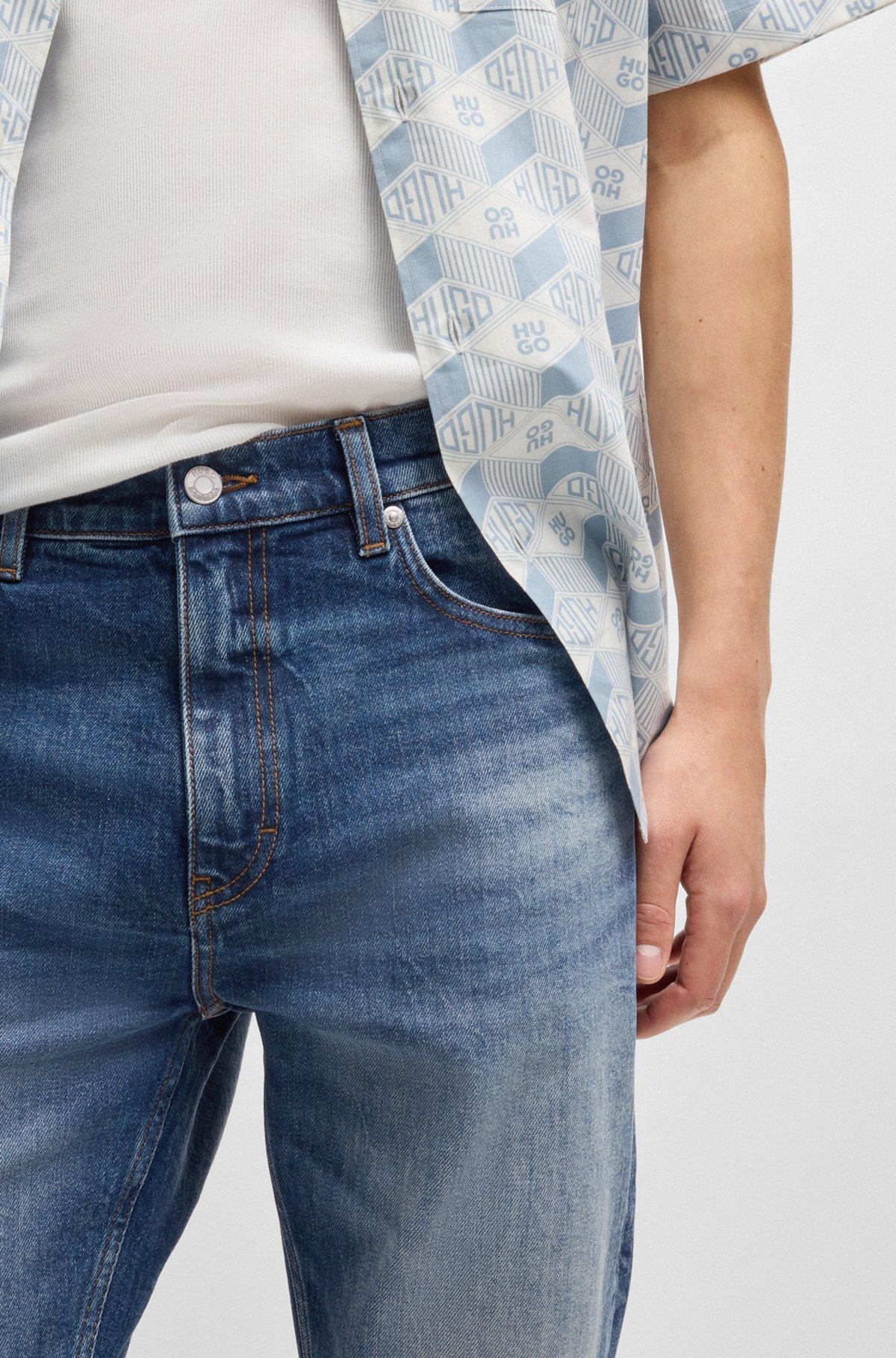 Slim-fit jeans in dark-blue comfort-stretch denim Product Image