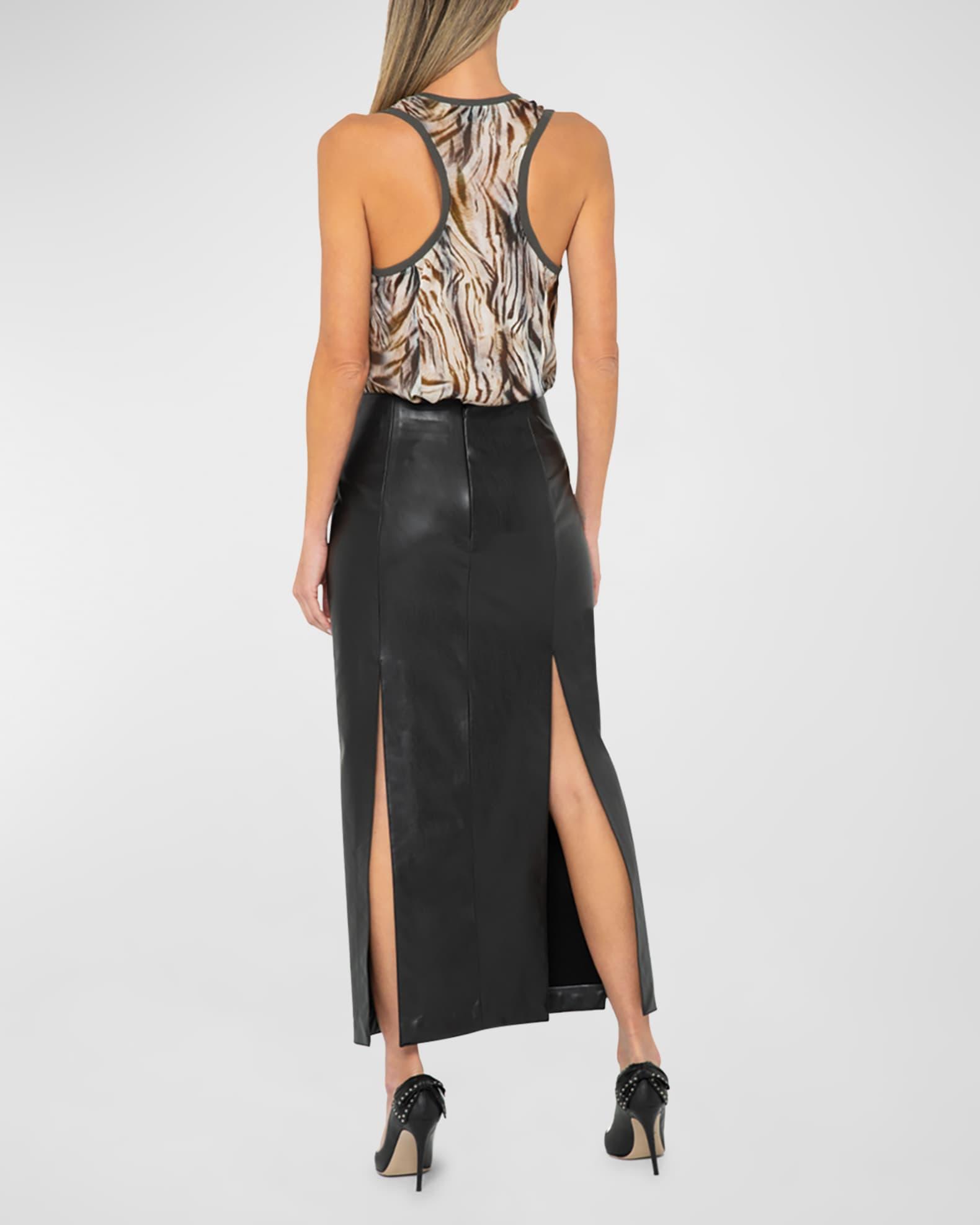 Daphne Faux Leather Midi Skirt Product Image
