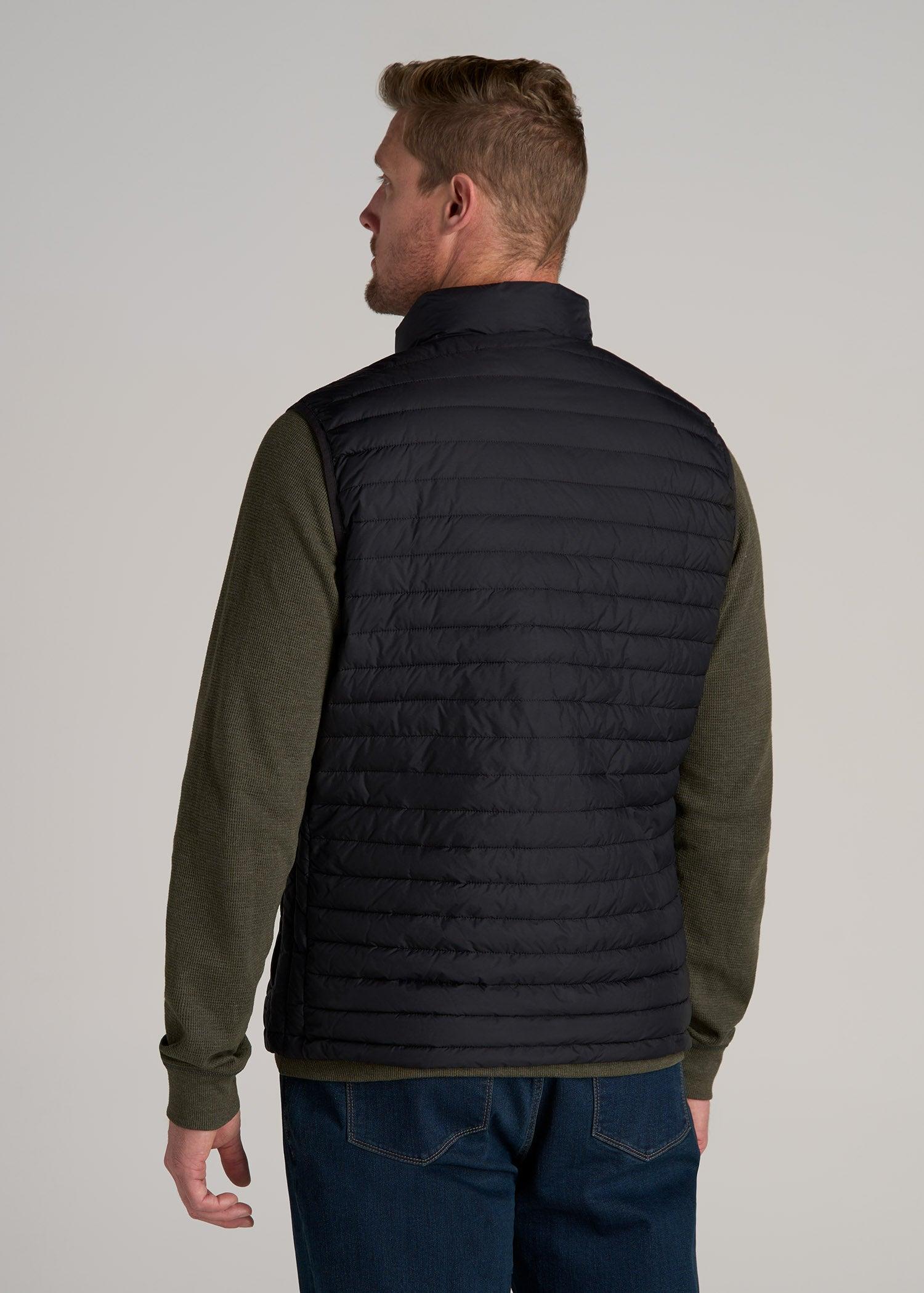 Packable Puffer Vest for Tall Men in Black Male Product Image