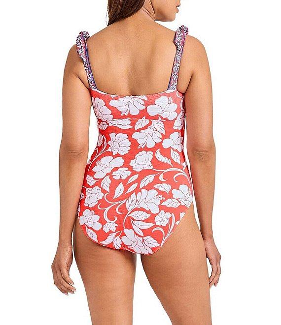 Tommy Bahama Island Cays Fiori Square Neck Tummy Control Bandeau One Piece Swimsuit Product Image