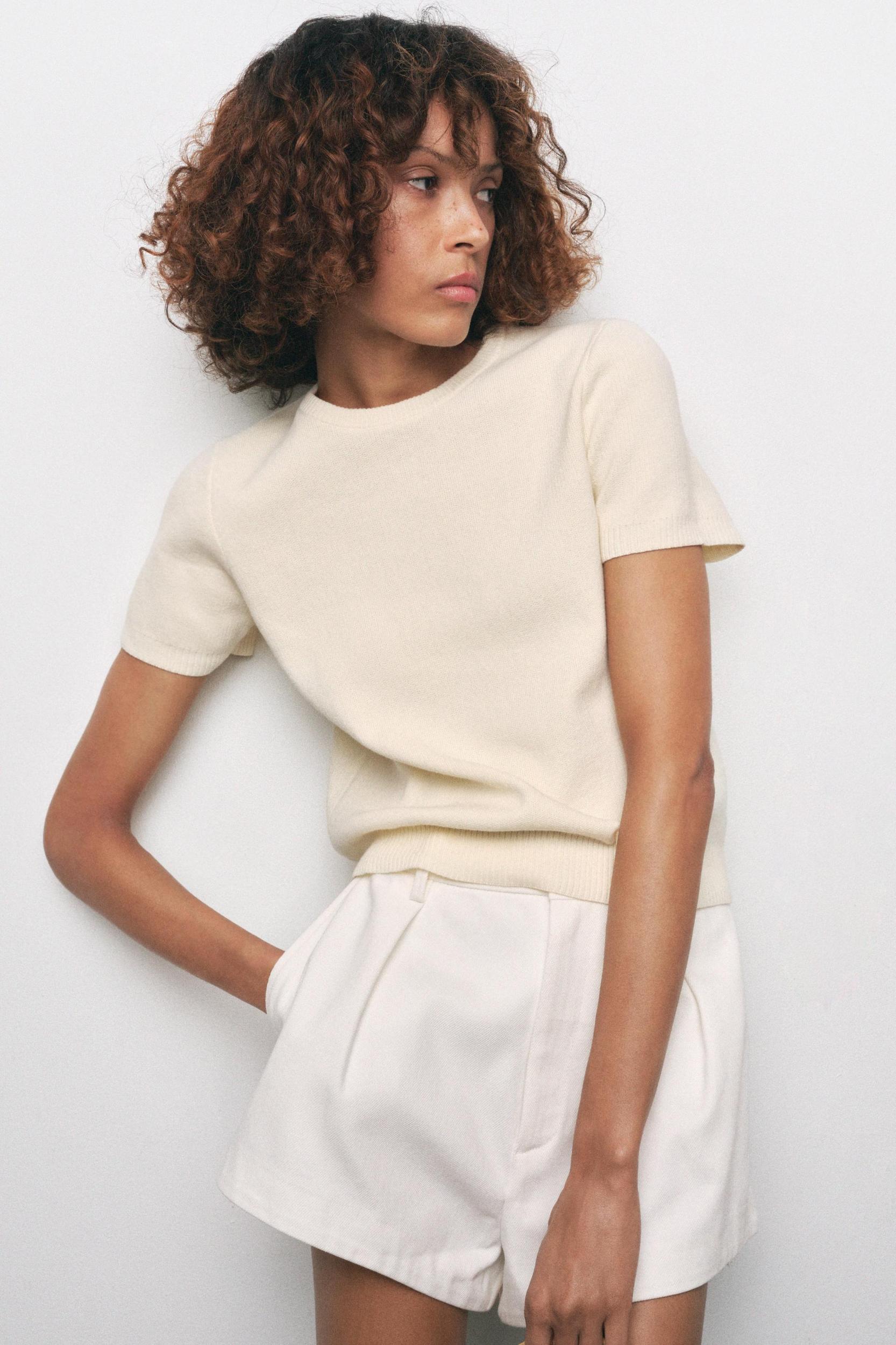 BASIC KNIT SHORT SLEEVE TOP Product Image