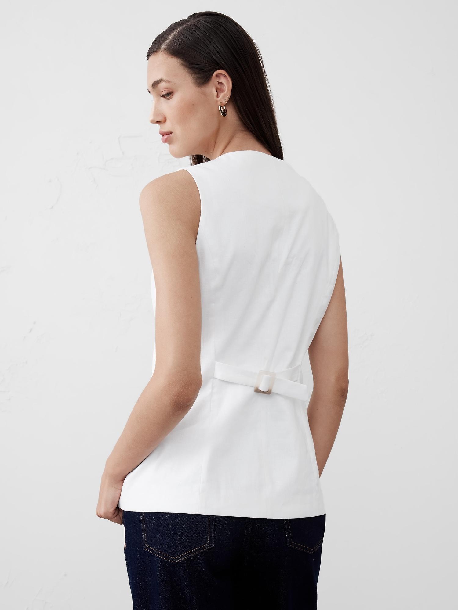 Linen-Blend Long Cutaway Vest Product Image