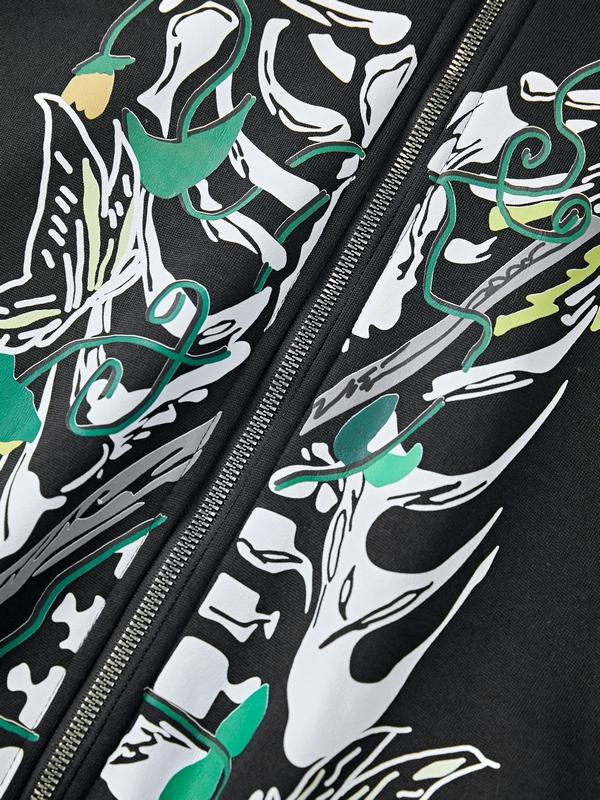 Men's Skull Skeleton Print Oversized Hoodie Product Image