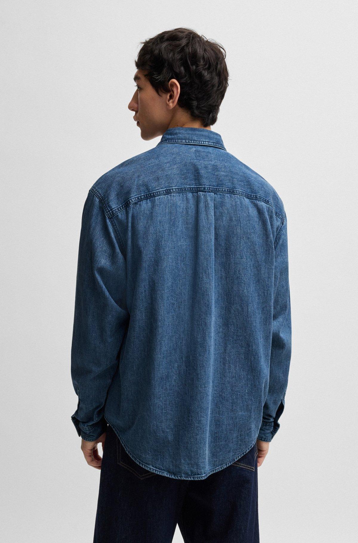 Blue loose-fit shirt in cotton denim Product Image